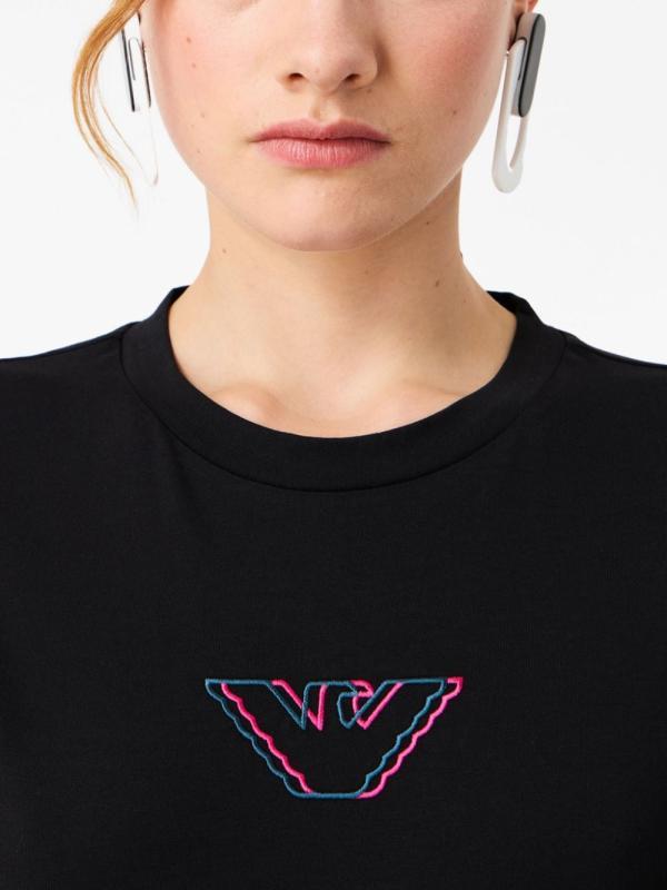 Emporio Armani Emporıo Armani Kadın Marka Logolu Kısa Kol Yuvarlak Yaka Siyah T-Shirt 6R2T7S 2JIDZ-0016