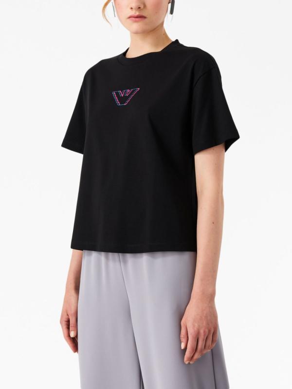 Emporio Armani Emporıo Armani Kadın Marka Logolu Kısa Kol Yuvarlak Yaka Siyah T-Shirt 6R2T7S 2JIDZ-0016