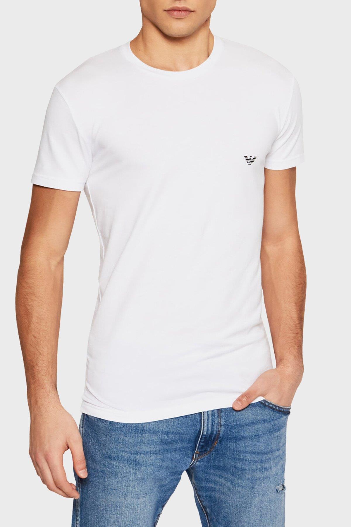 Emporio Armani Emporıo Body Erkek %100 Pamuklu Logo Detaylı Bisiklet Yaka Kısa Kollu Beyaz T-Shirt 111035 1P725-BEYAZ