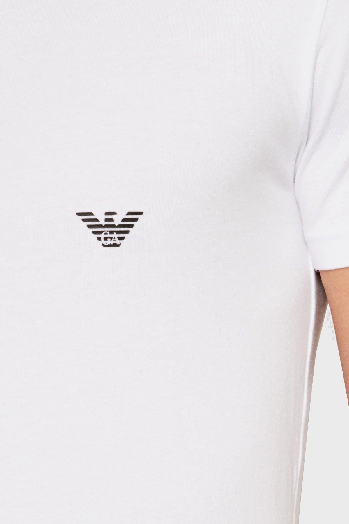 Emporio Armani Emporıo Body Erkek %100 Pamuklu Logo Detaylı Bisiklet Yaka Kısa Kollu Beyaz T-Shirt 111035 1P725-BEYAZ