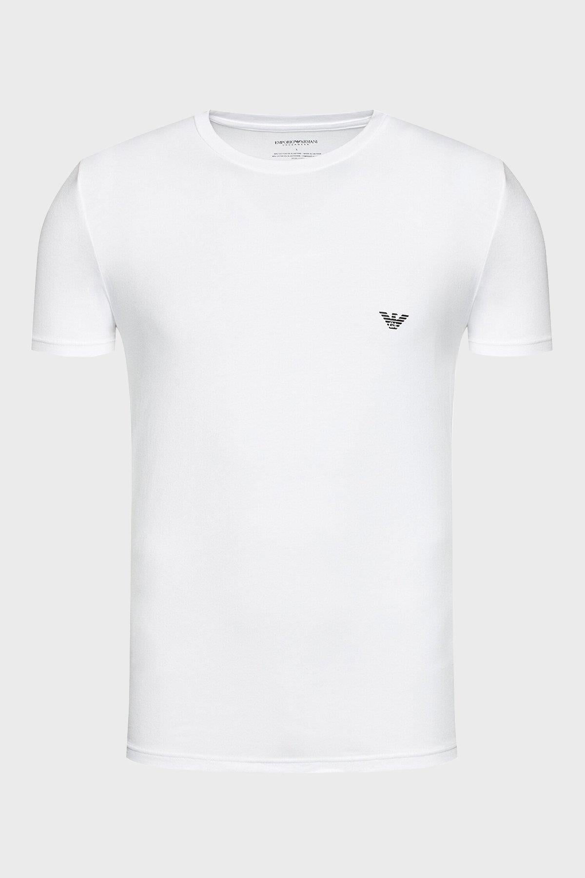 Emporio Armani Emporıo Body Erkek %100 Pamuklu Logo Detaylı Bisiklet Yaka Kısa Kollu Beyaz T-Shirt 111035 1P725-BEYAZ