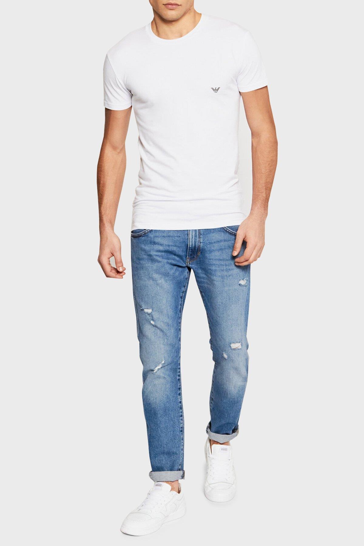 Emporio Armani Emporıo Body Erkek %100 Pamuklu Logo Detaylı Bisiklet Yaka Kısa Kollu Beyaz T-Shirt 111035 1P725-BEYAZ