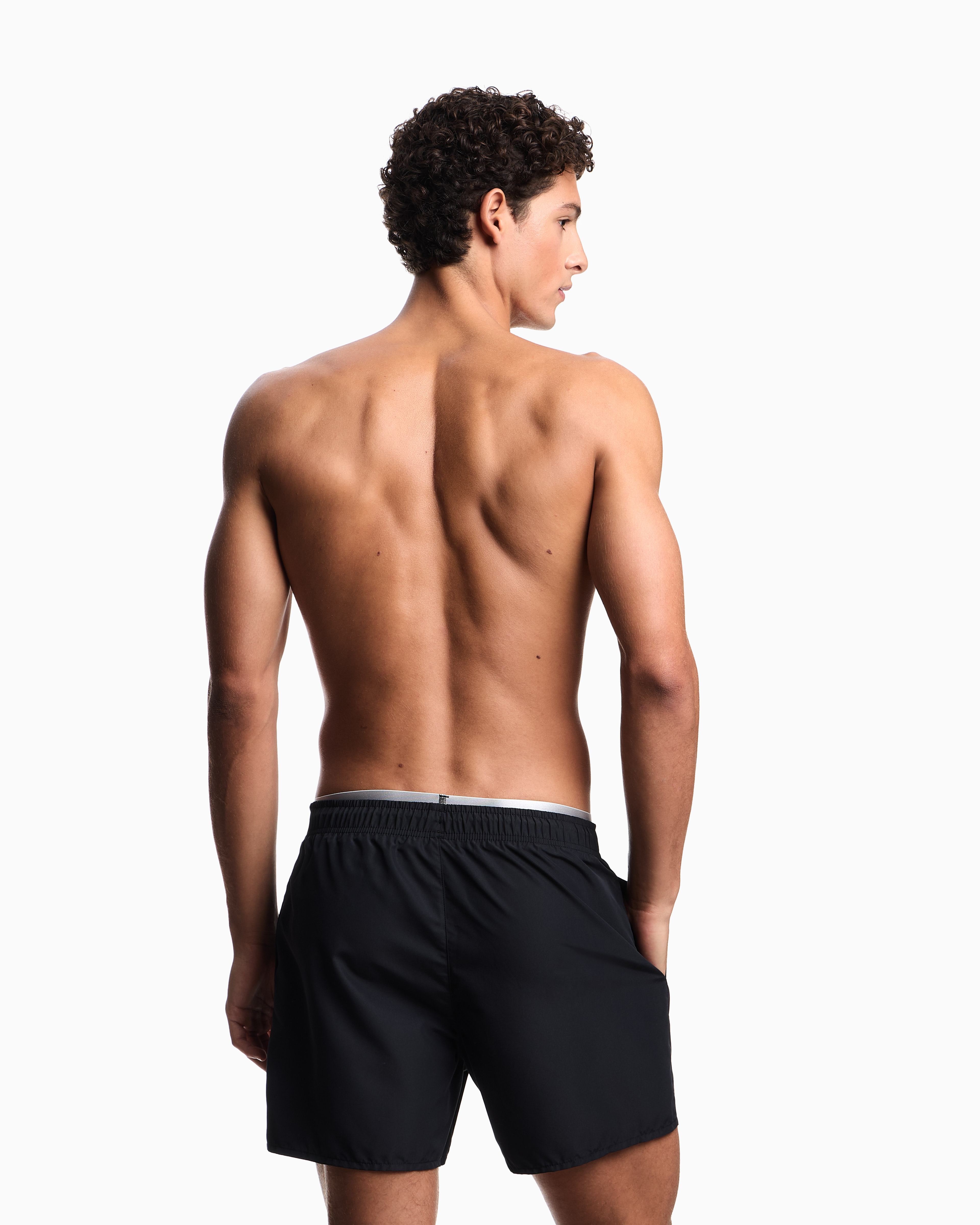 Emporio Armani Emporıo Body Erkek Beli Lastikli İp Bağlamalı Regular Fit Siyah Deniz Şortu EM000686 AF20432-UC001