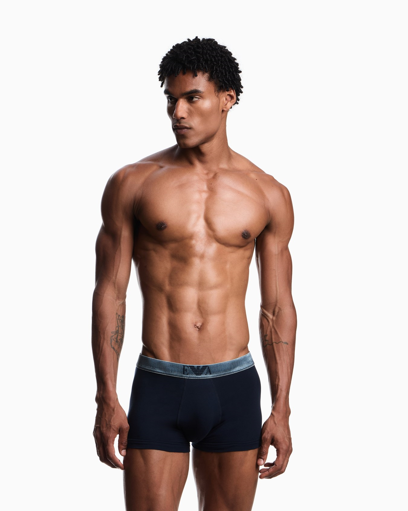 Emporio Armani Emporıo Body Erkek Esnek Pamuklu Logo Detaylı Elastik Bel Bantlı Üçlü Paket Mavi Boxer EM000259 AF18886-MB396