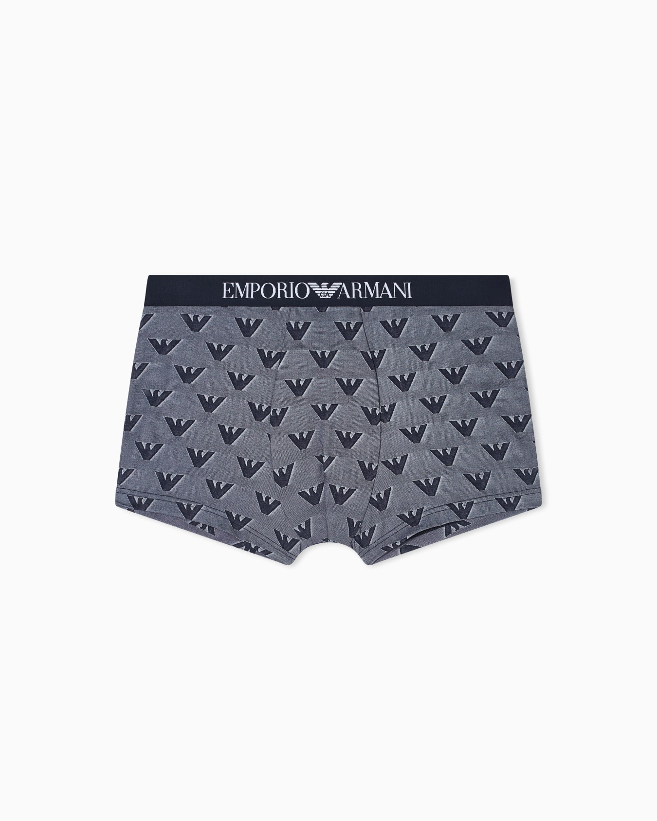 Emporio Armani Emporıo Body Erkek Kartal Logolu Jakarlı Mikrofiber Esnek Kumaşlı Elastik Bel Bantlı Mavi Boxer EM000232 AF19198-FB058