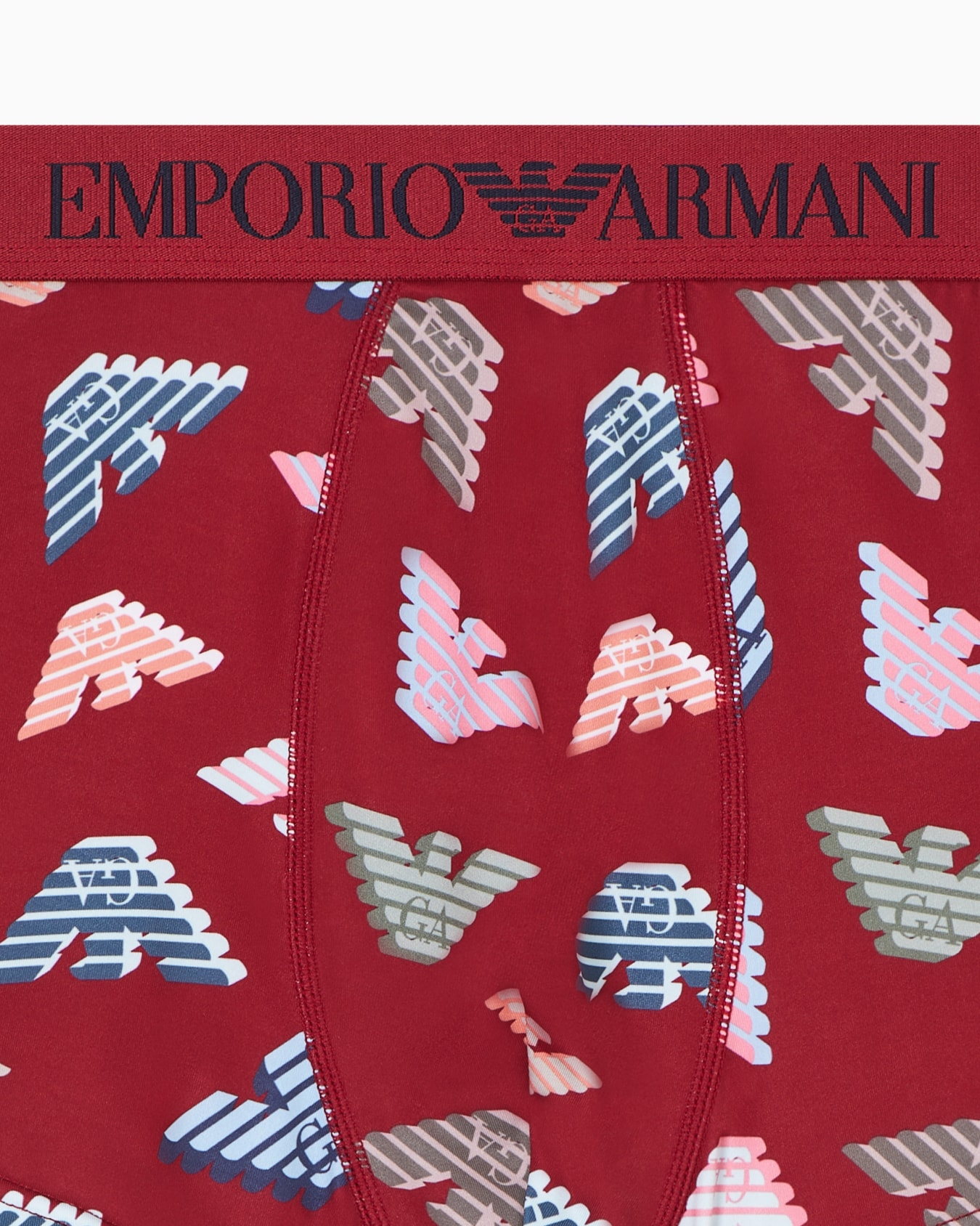 Emporio Armani Emporıo Body Erkek Kartal Logo Desenli Elastik Bel Bantlı Kırmızı Boxer EM000232 AF19107-F5073