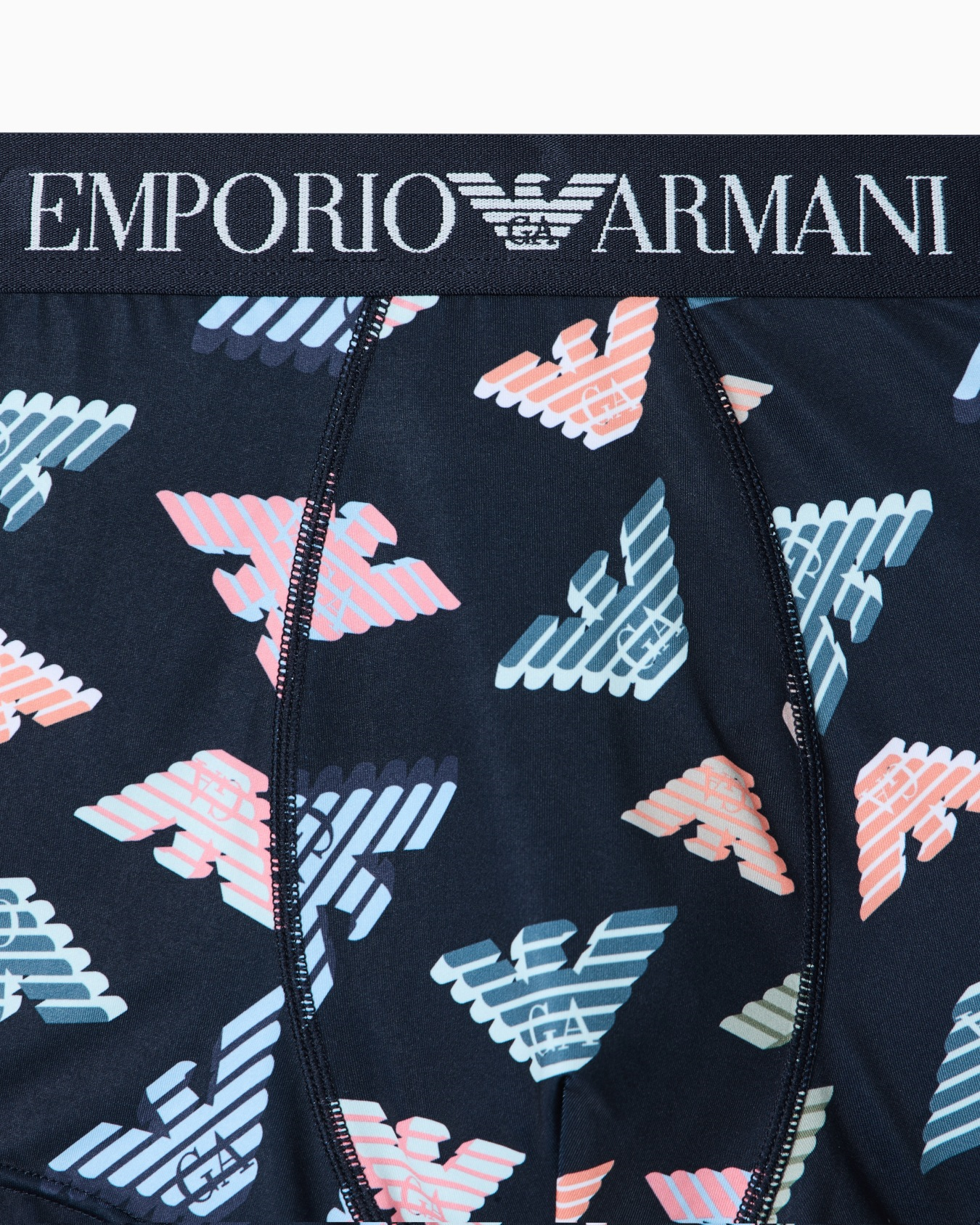 Emporio Armani Emporıo Body Erkek Kartal Logo Desenli Elastik Bel Bantlı Mavi Boxer EM000232 AF19107-FB075
