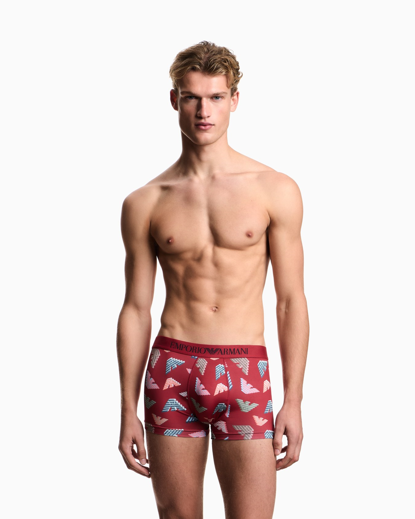 Emporio Armani Emporıo Body Erkek Kartal Logo Desenli Elastik Bel Bantlı Kırmızı Boxer EM000232 AF19107-F5073
