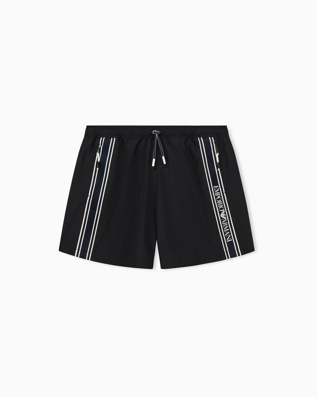 Emporio Armani Emporıo Body Erkek Lastikli Bağcıklı Bel Cep Kenarı Emporio Armani Yazı Desen Siyah Deniz Şortu EM000583 AF20426-UC001