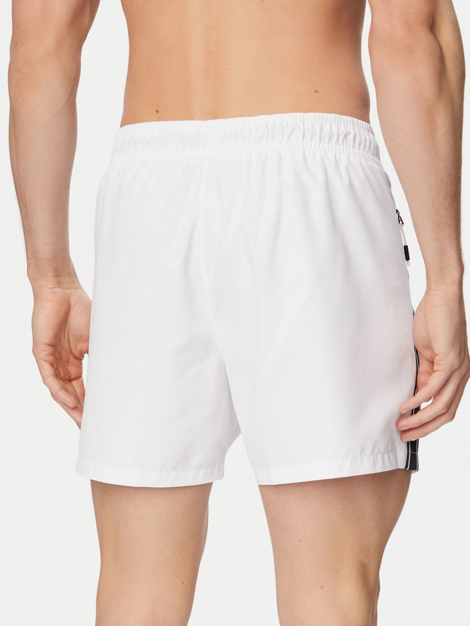 Emporio Armani Emporıo Body Erkek Lastikli Bağcıklı Bel Cep Kenarı Emporio Armani Yazı Desen Beyaz Deniz Şortu EM000583 AF20426-U0002