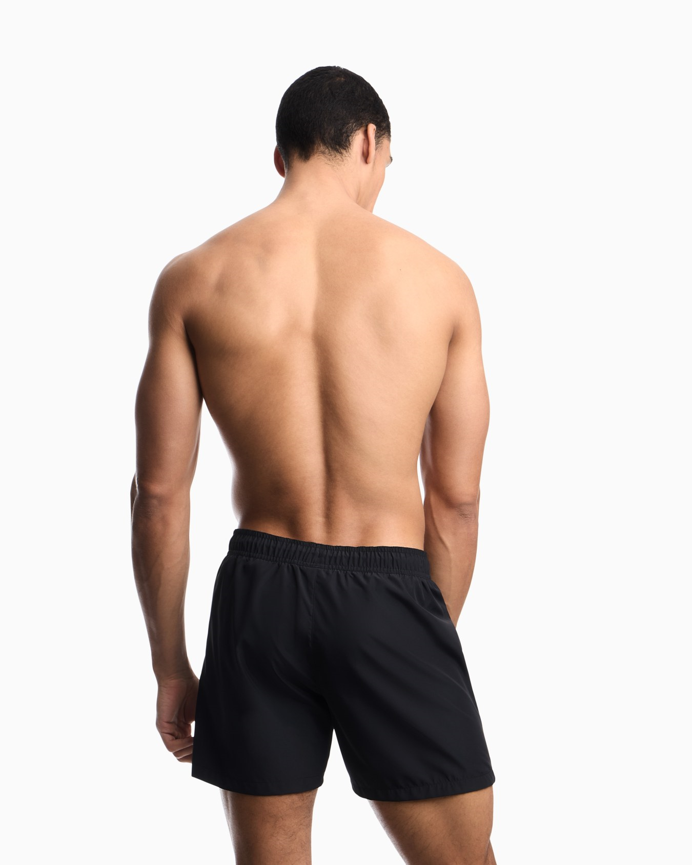 Emporio Armani Emporıo Body Erkek Lastikli Bağcıklı Bel Cep Kenarı Emporio Armani Yazı Desen Siyah Deniz Şortu EM000583 AF20426-UC001