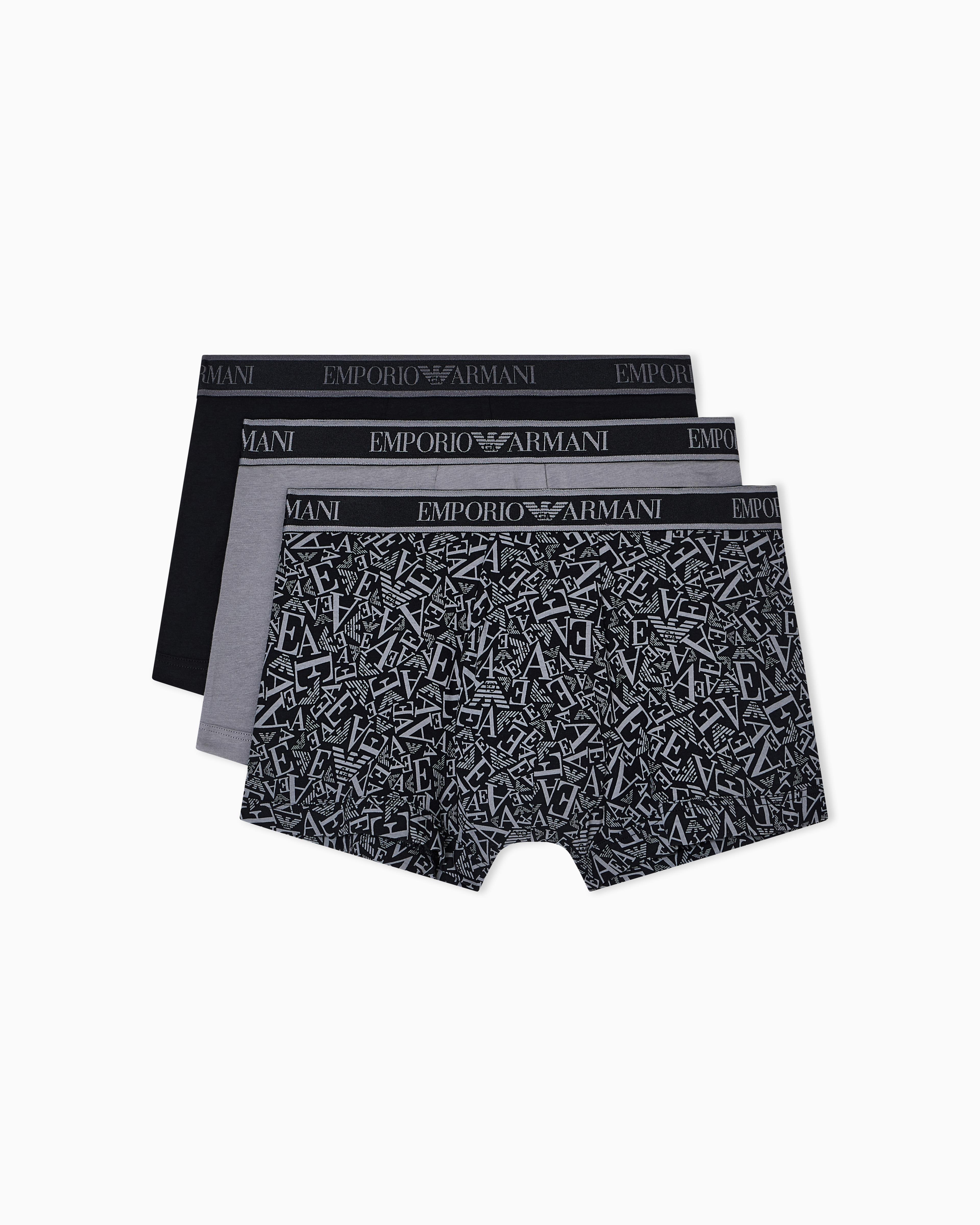 Emporio Armani Emporıo Body Erkek Logolu Elastik Bantlı Streç Pamuklu 3'lü Siyah Boxer EM000370 AF10779-MC198