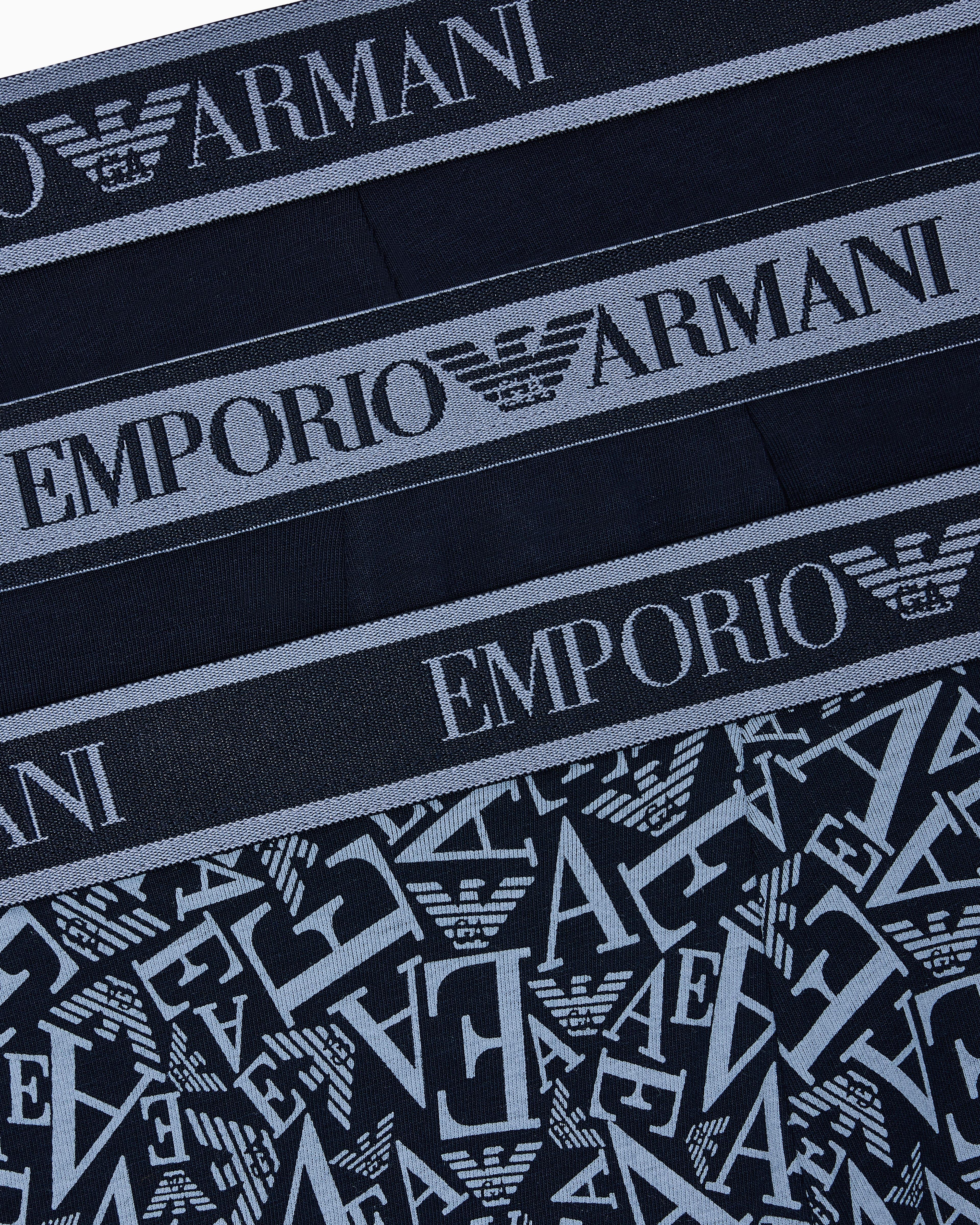 EMPORIO ARMANI Emporıo Body Erkek Logolu Elastik Bantlı Streç Pamuklu 3'lü Lacivert Boxer EM000370 AF10779-MB089