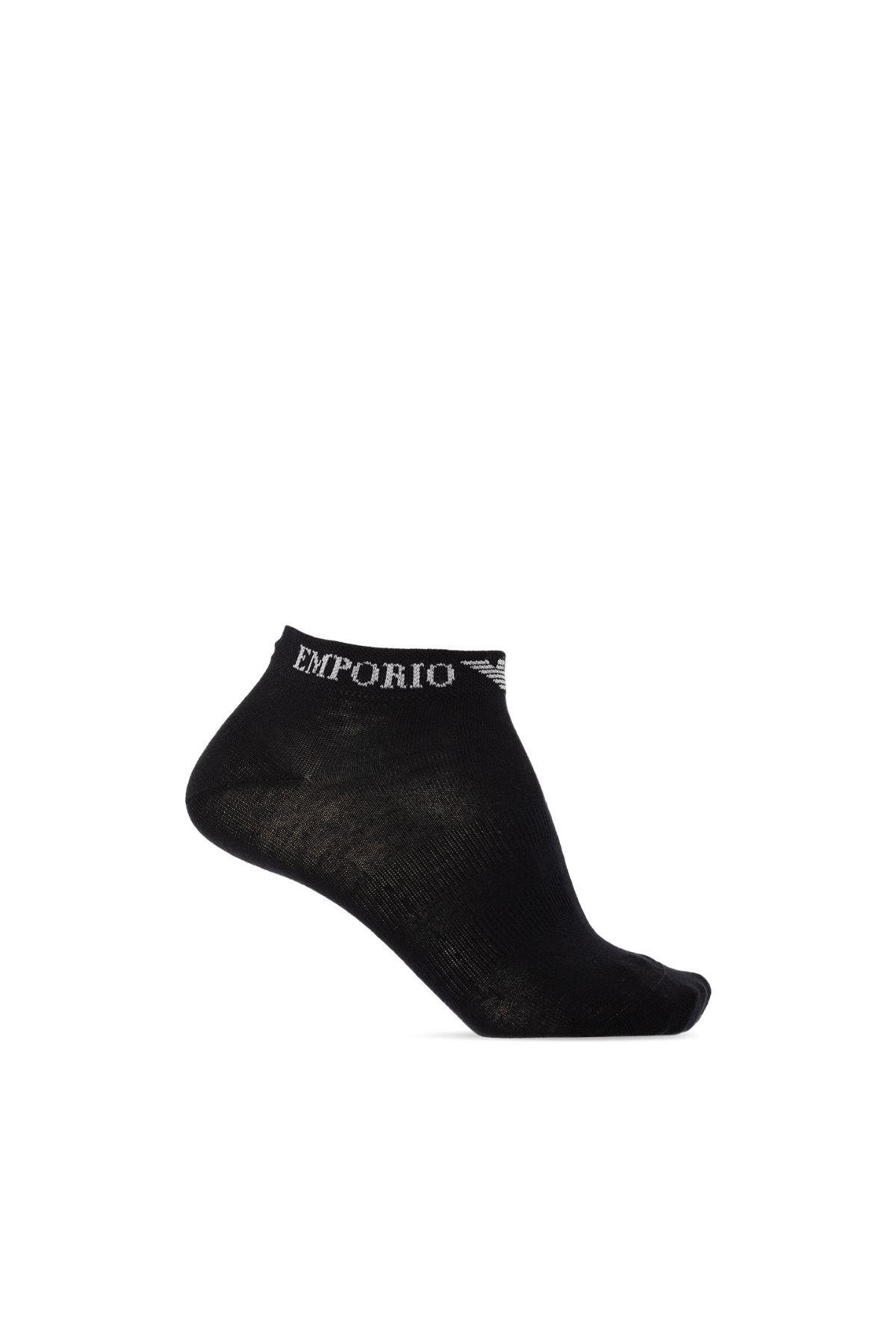 Emporio Armani Emporıo Body Erkek Pamuklu Logolu Dokuma Kumaş Siyah Çorap 300048 3F254-29821