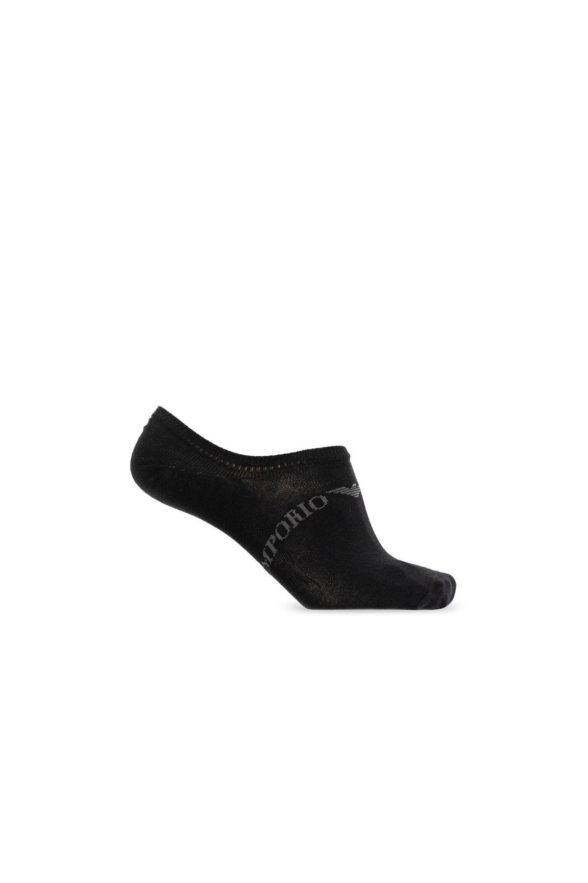 Emporio Armani Emporıo Body Erkek Pamuklu Logolu Dokuma Kumaş Siyah Çorap 306227 3F254-29821