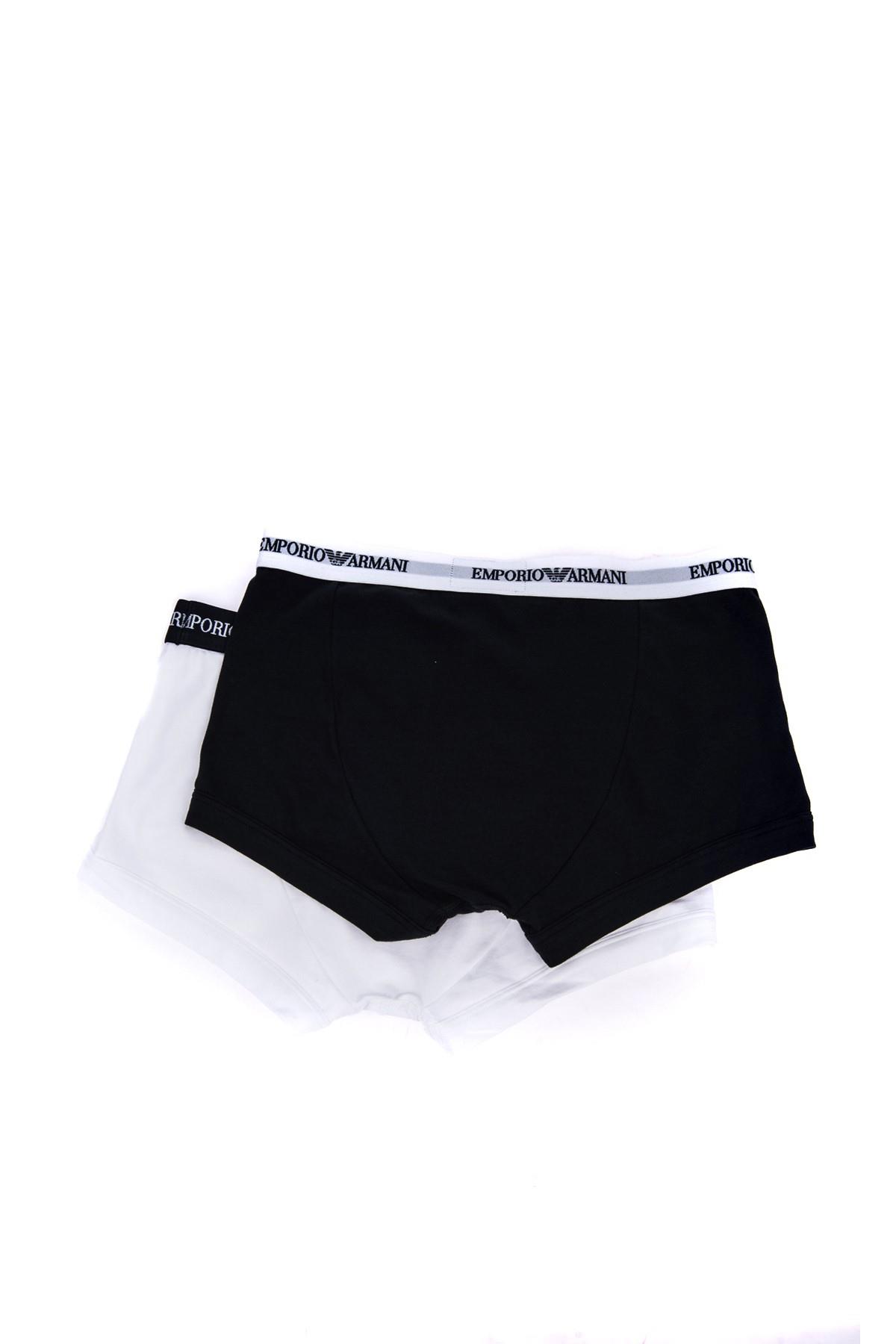 Emporio Armani Emporıo Body Erkek Pamuklu Logolu Lastikli Normal Bel Siyah-Beyaz Boxer CC717 111210-410