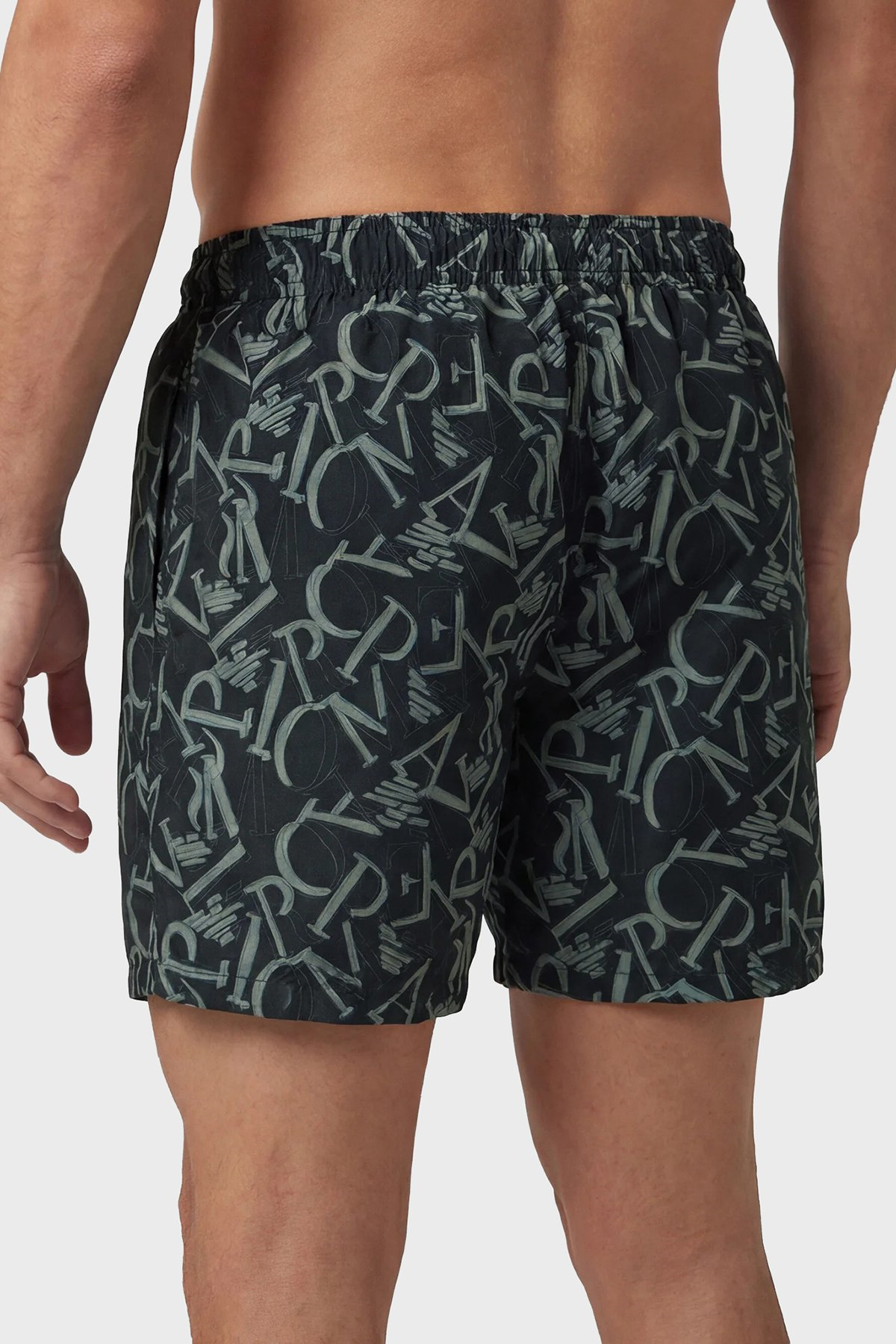 Emporio Armani Emporıo Body Erkek Tamamı Logo Desenler Kısa Boy Normal Bel Rahat Kesim Siyah Mayo EM000583 AF20440-FC099