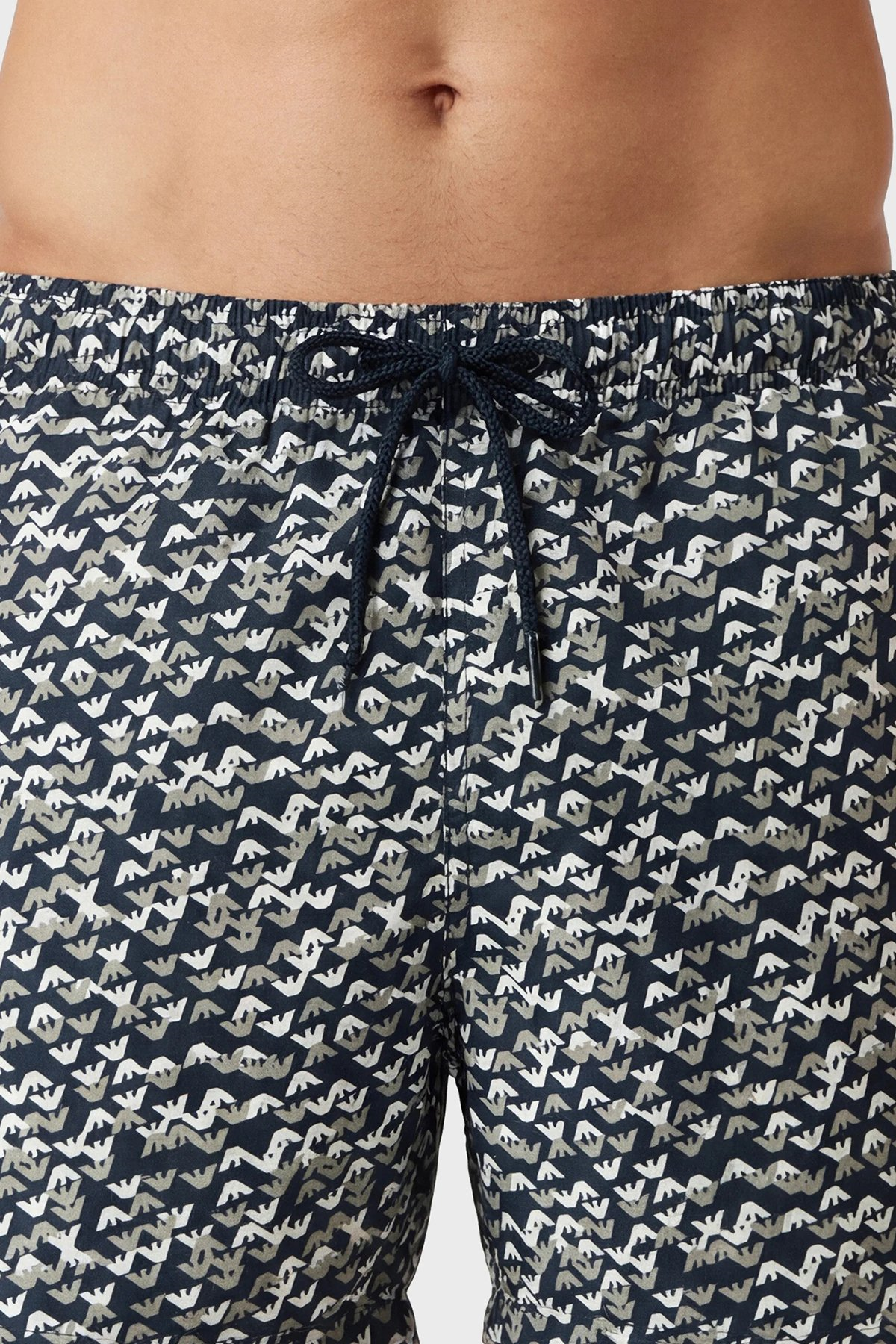 Emporio Armani Emporıo Body Erkek Tamamı Logo Desenler Kısa Boy Normal Bel Rahat Kesim Mavi Mayo EM000583 AF20440-FB356