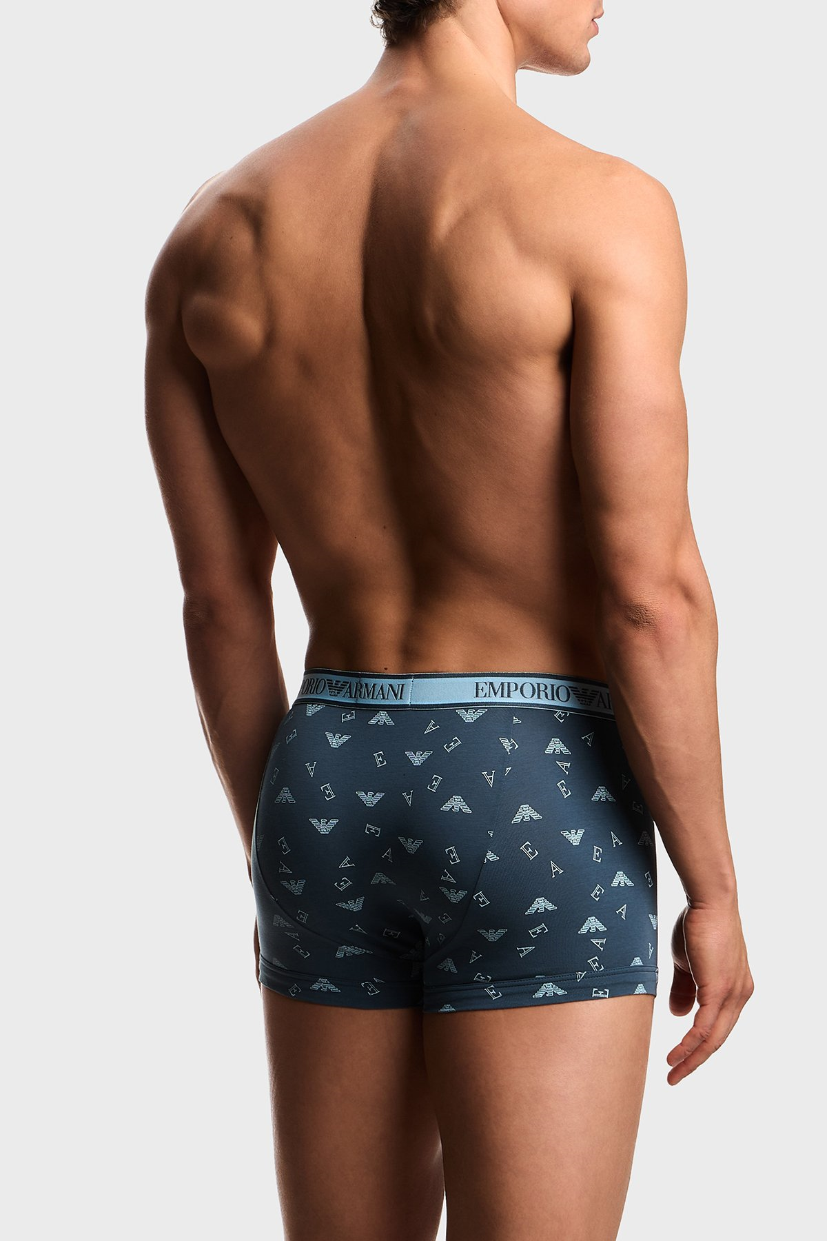 Emporio Armani Emporıo Body Erkek Üçlü Paket Esnek Pamuklu Elastik Bel Bantlı Desenli Mavi Boxer EM000370 AF20669-MB148
