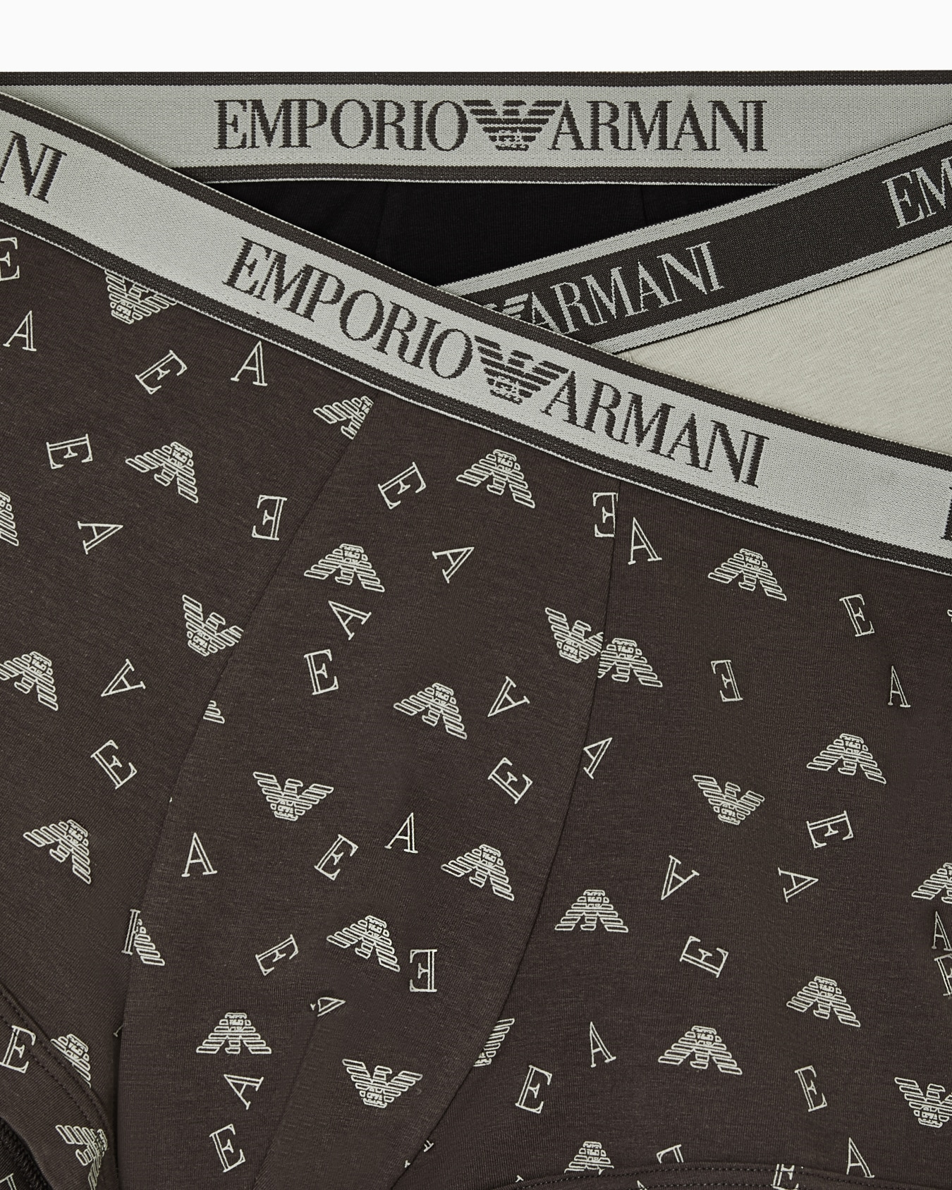 Emporio Armani Emporıo Body Erkek Üçlü Paket Esnek Pamuklu Elastik Bel Bantlı Desenli Siyah-Bej Boxer EM000370 AF20669-M7115