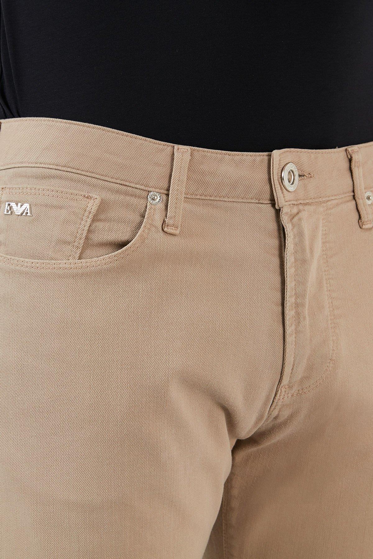 Erkek Normal Belli Dar Kesim Düz Paça Kahverengi Jeans 3L1J06 1N4RZ-0143