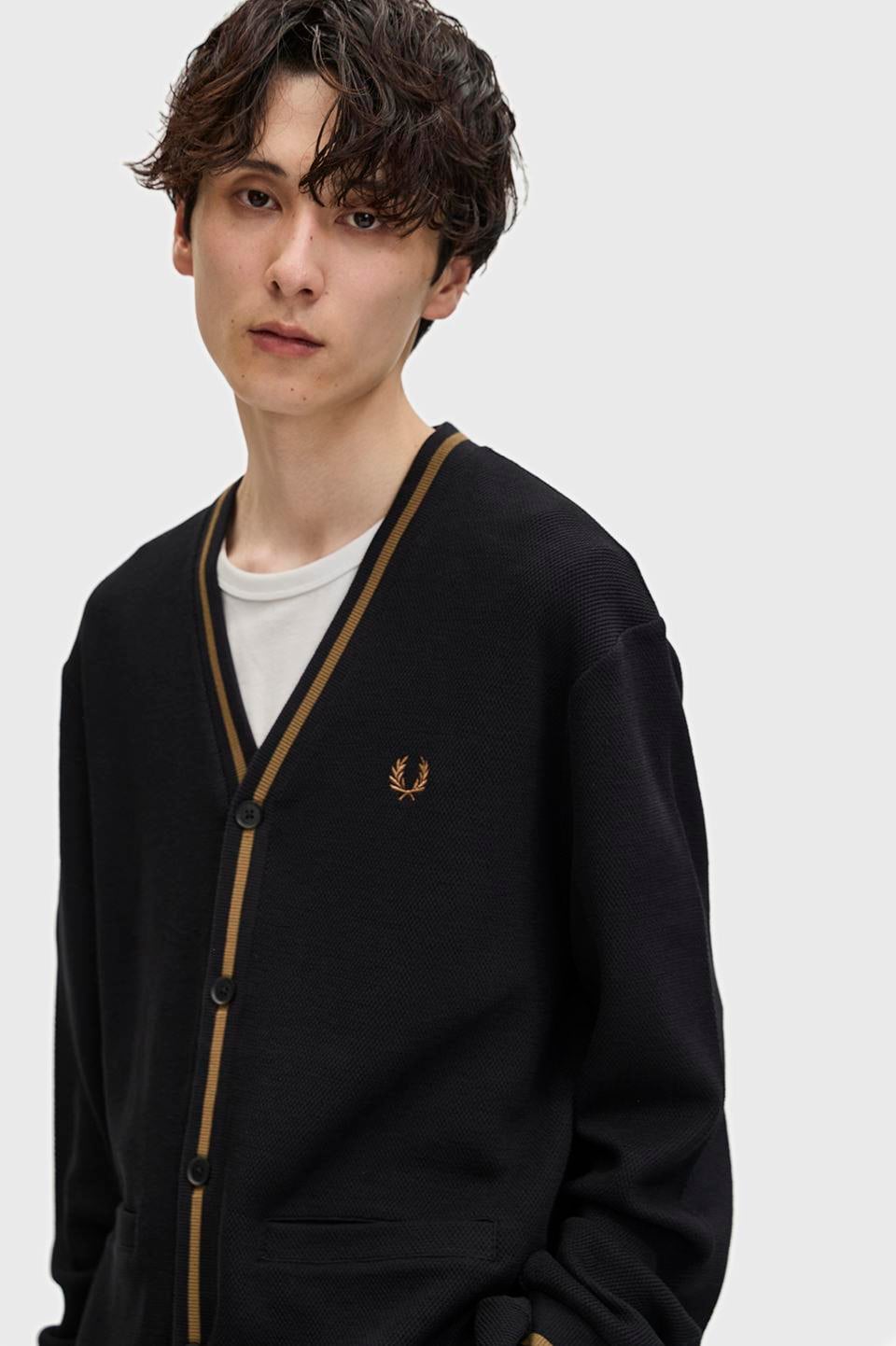 Fred Perry Fred Perry Erkek %100 Pamuklu Normal Kalıp Logo İşlemeli Uzun Kollu Q27 Hırka M2654-Q27