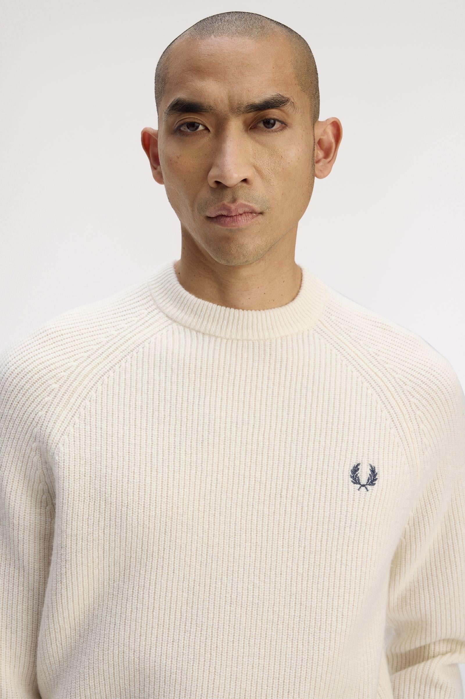 Fred Perry Fred Perry Erkek Bisiklet Yaka Uzun Kol Pamuklu Regular Fit Beyaz Hırka K1548-560
