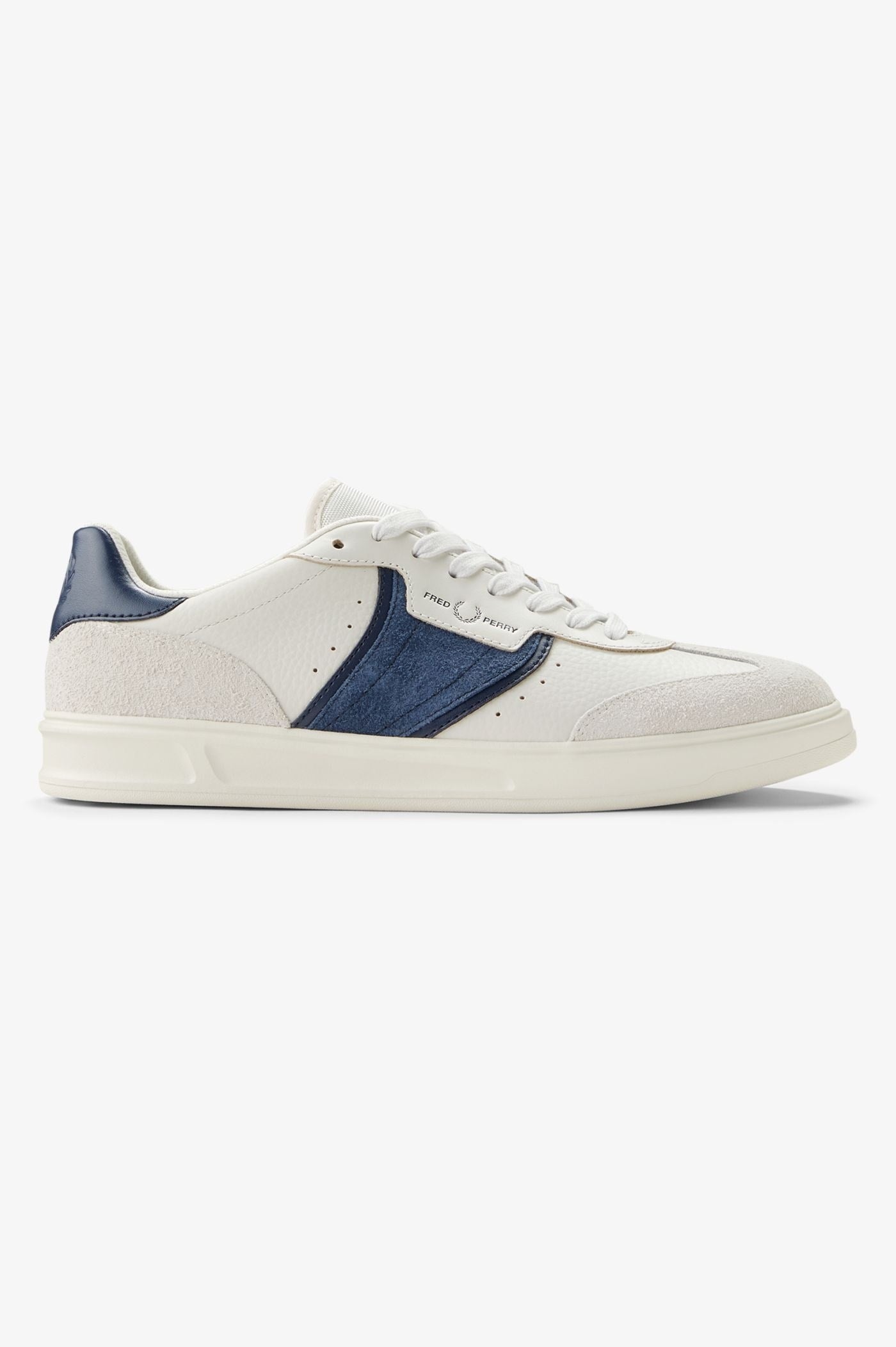 Fred Perry Fred Perry Erkek Deri ve Süet Detaylı Logo İşlemeli Düşük Bilekli Mavi-Ekru Sneaker B2323-254