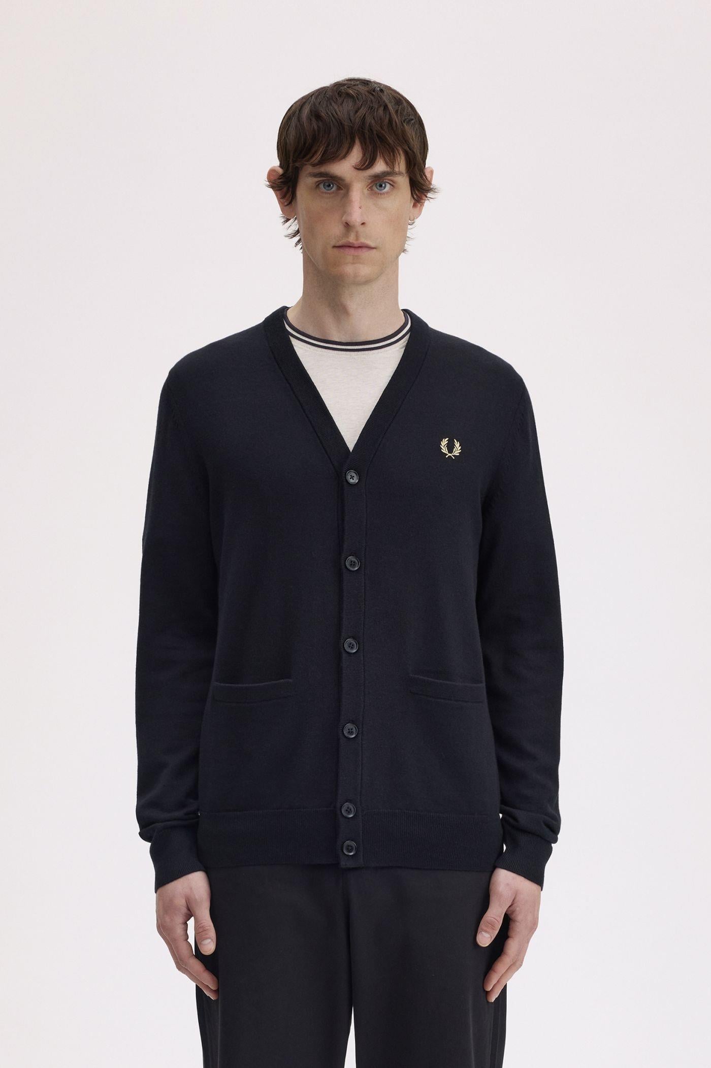 Fred Perry Fred Perry Erkek Düğme Kapama Uzun Kol Örme Kumaş Siyah Hırka K9551-198