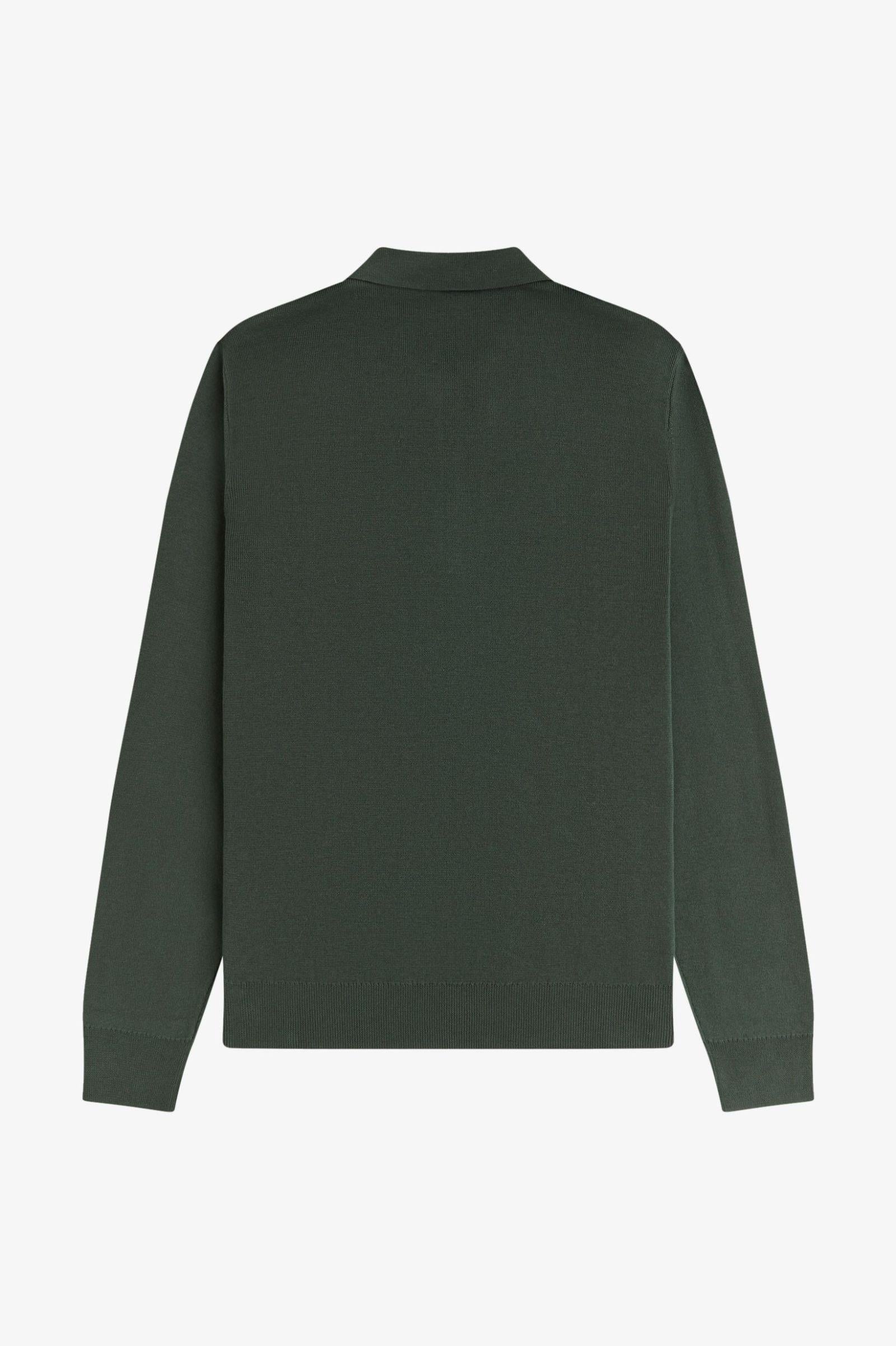 Fred Perry Fred Perry Erkek Fermuar Kapama Uzun Kol Regular Fit Yeşil Polo Yaka T-Shirt K1555-X89