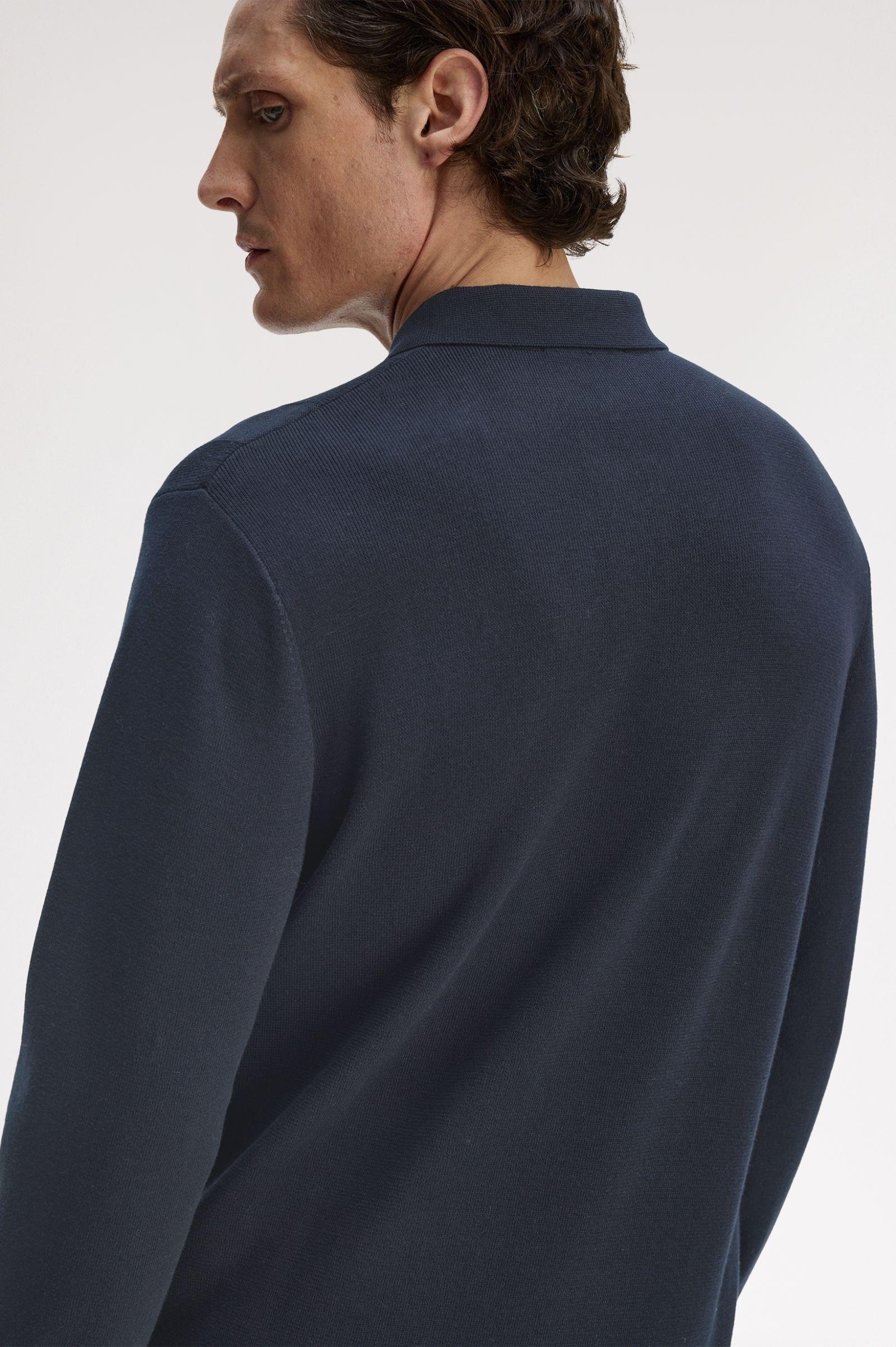 Fred Perry Fred Perry Erkek Fermuar Kapama Uzun Kol Regular Fit Lacivert Polo Yaka T-Shirt K1555-608