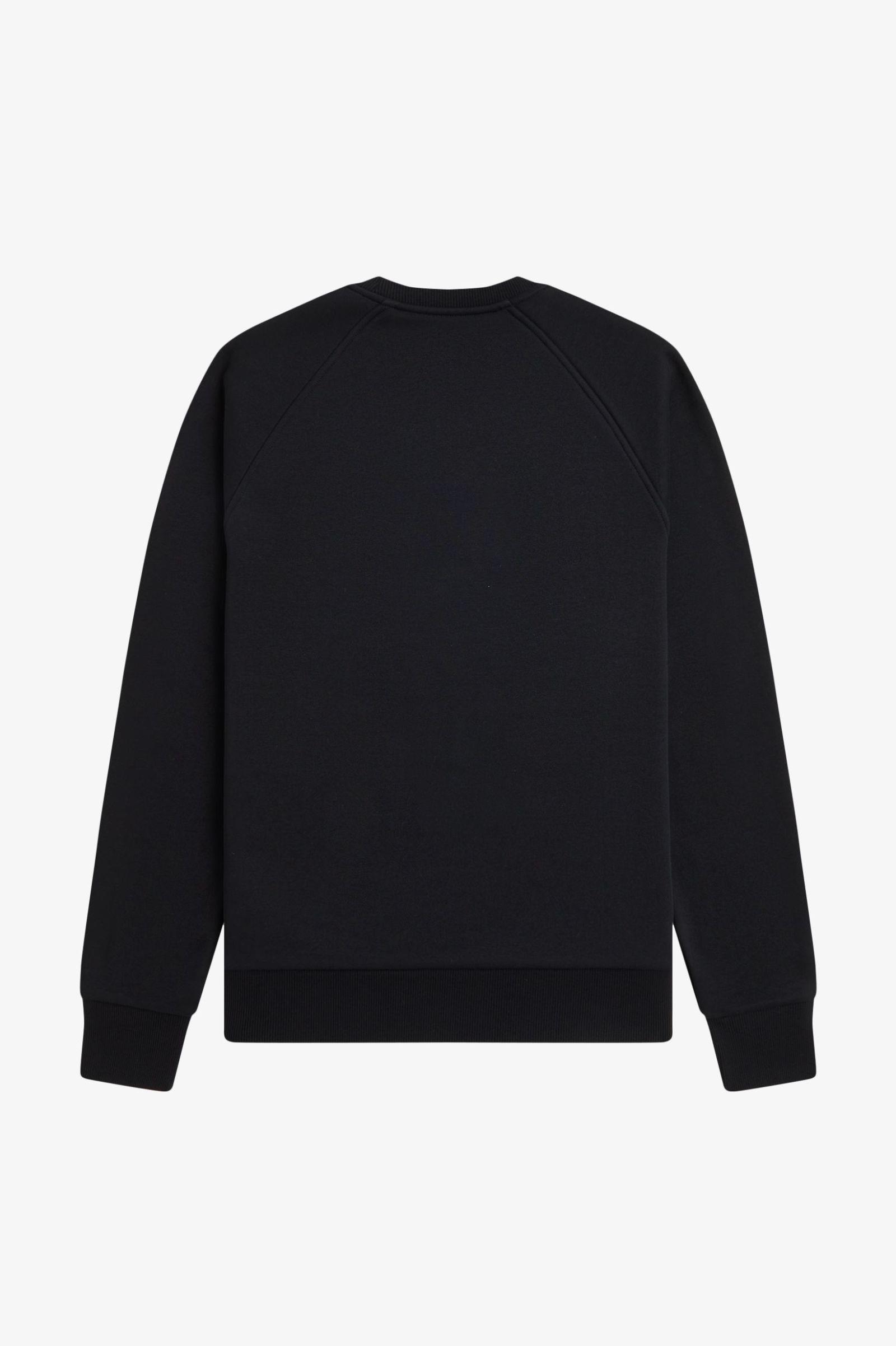 Fred Perry Fred Perry Erkek Kalın Jarse Pamuklu Logo İşlemeli Yuvarlak Yakalı Uzun Kollu Siyah Sweatshirt M1769-102