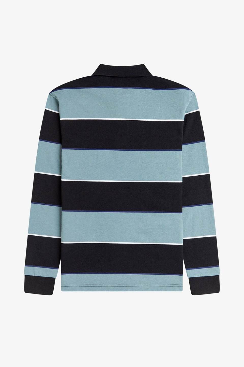 Fred Perry Fred Perry Erkek Kalın Pamuklu Jarse Kumaş Yatay Çizgi Desenli Uzun Kollu Lacivert Polo Yaka T-Shirt M1728-795