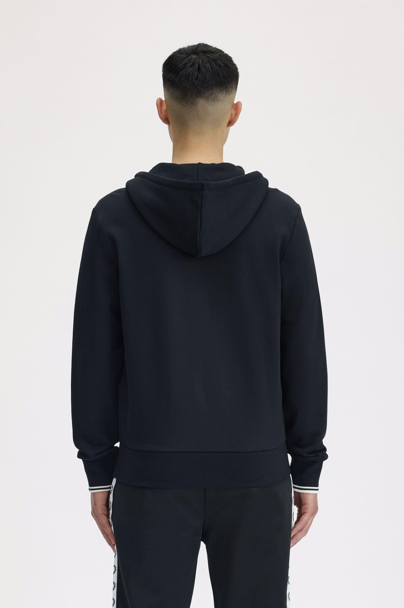 Fred Perry Fred Perry Erkek Kapüşonlu Yaka Fermuar Kapamalı Siyah Sweatshirt J7536-198