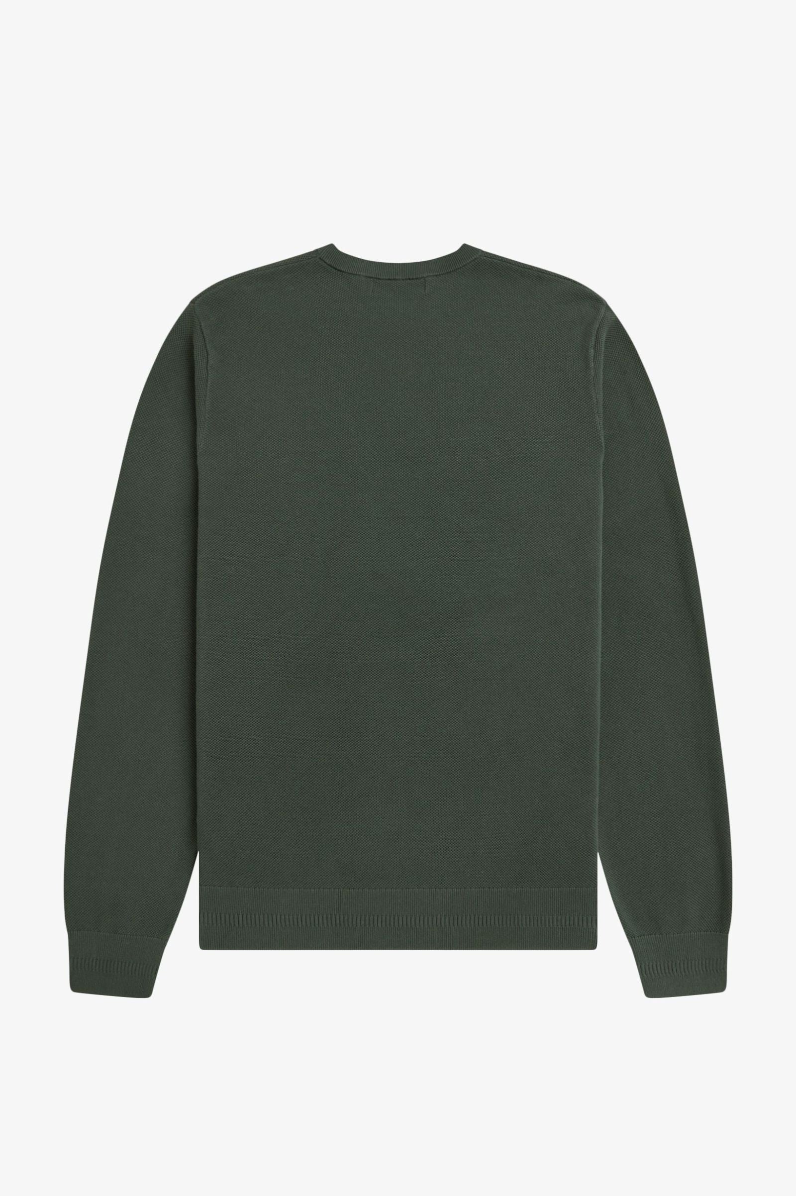 Fred Perry Fred Perry Erkek Logo İşlemeli Normal Kalıp Yuvarlak Yakalı %100 Pamuklu Uzun Kollu Yeşil Kazak K1309-X89