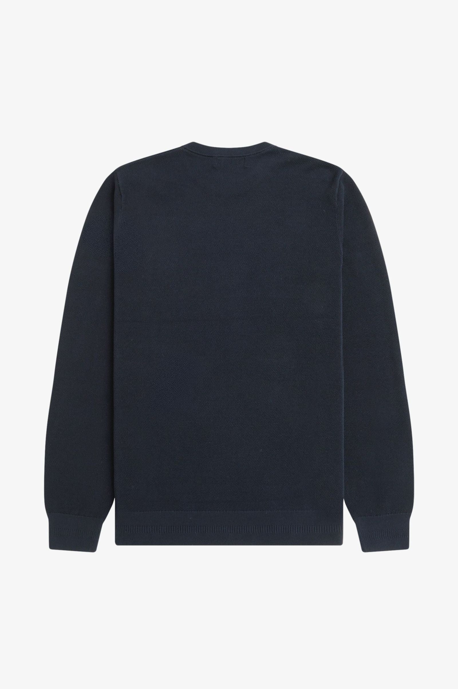 Fred Perry Fred Perry Erkek Logo İşlemeli Normal Kalıp Yuvarlak Yakalı %100 Pamuklu Uzun Kollu Lacivert Kazak K1309-608