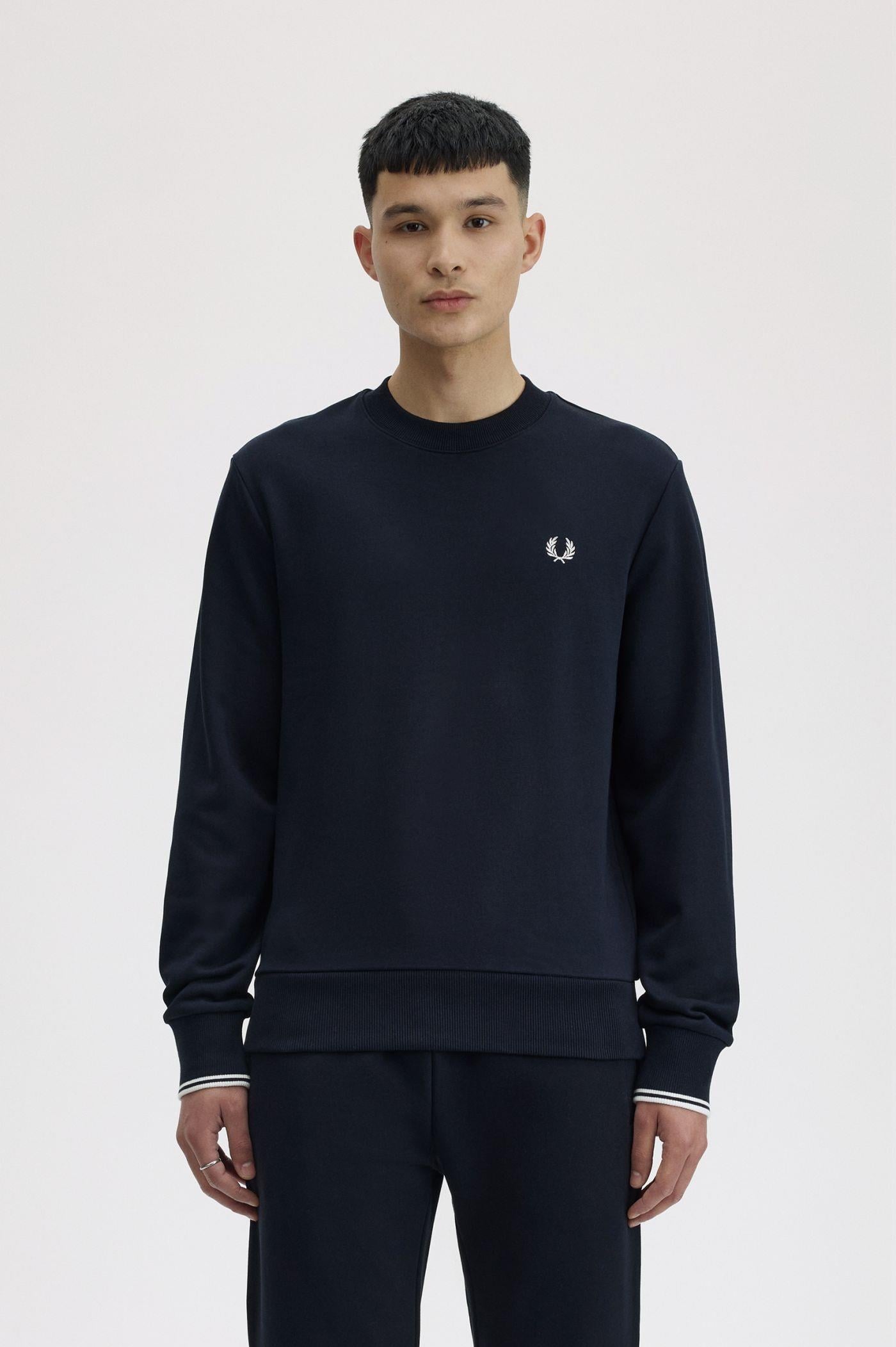 Fred Perry Fred Perry Erkek Normal Kalıp Yuvarlak Yakalı Logo İşlemeli Pamuk Karışımlı Uzun Kollu 248 Sweatshirt M7535-248