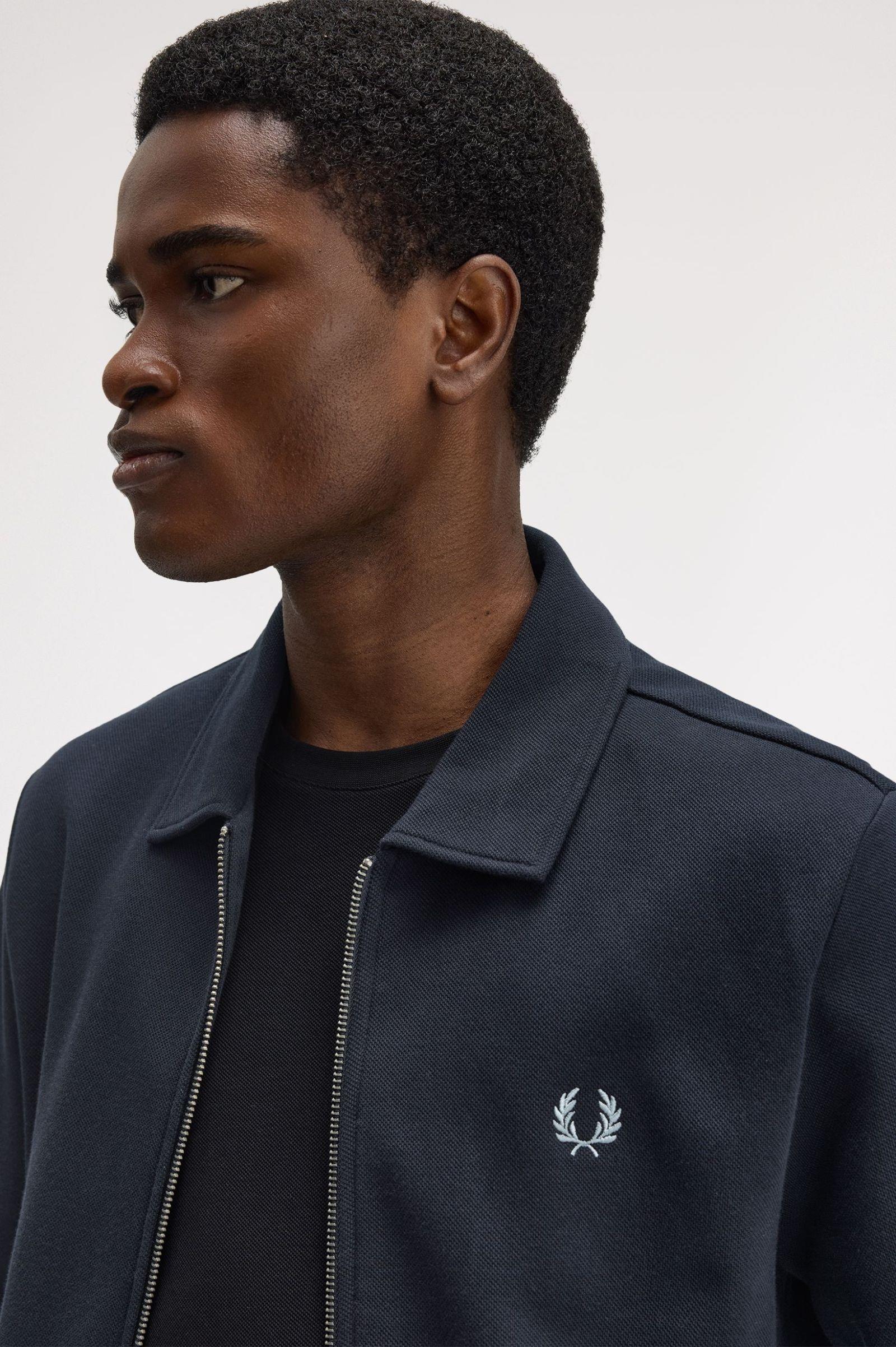 Fred Perry Fred Perry Erkek Normal Kalıp Çift Yönlü Fermuarlı Logo İşlemeli Uzun Kollu Lacivert Sweatshirt J1328-608