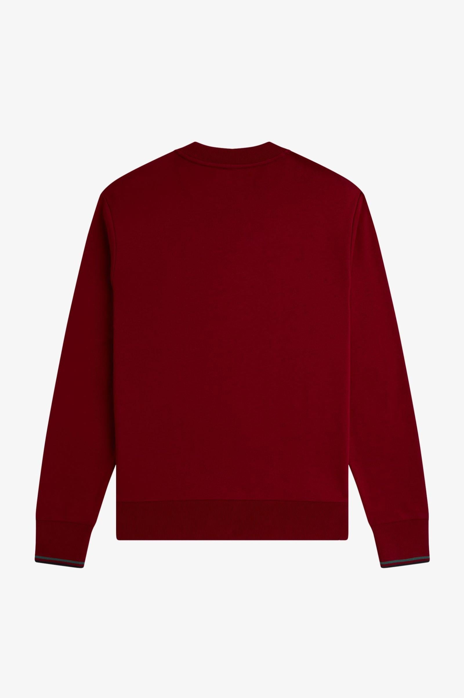Fred Perry Fred Perry Erkek Normal Kalıp Yuvarlak Yakalı Logo İşlemeli Pamuk Karışımlı Uzun Kollu Bordo Sweatshirt M7535-Z62
