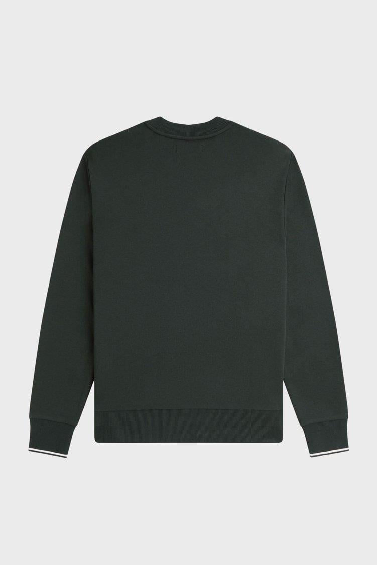 Fred Perry Fred Perry Erkek Normal Kalıp Yuvarlak Yakalı Logo İşlemeli Pamuk Karışımlı Uzun Kollu Yeşil Sweatshirt M7535-T50