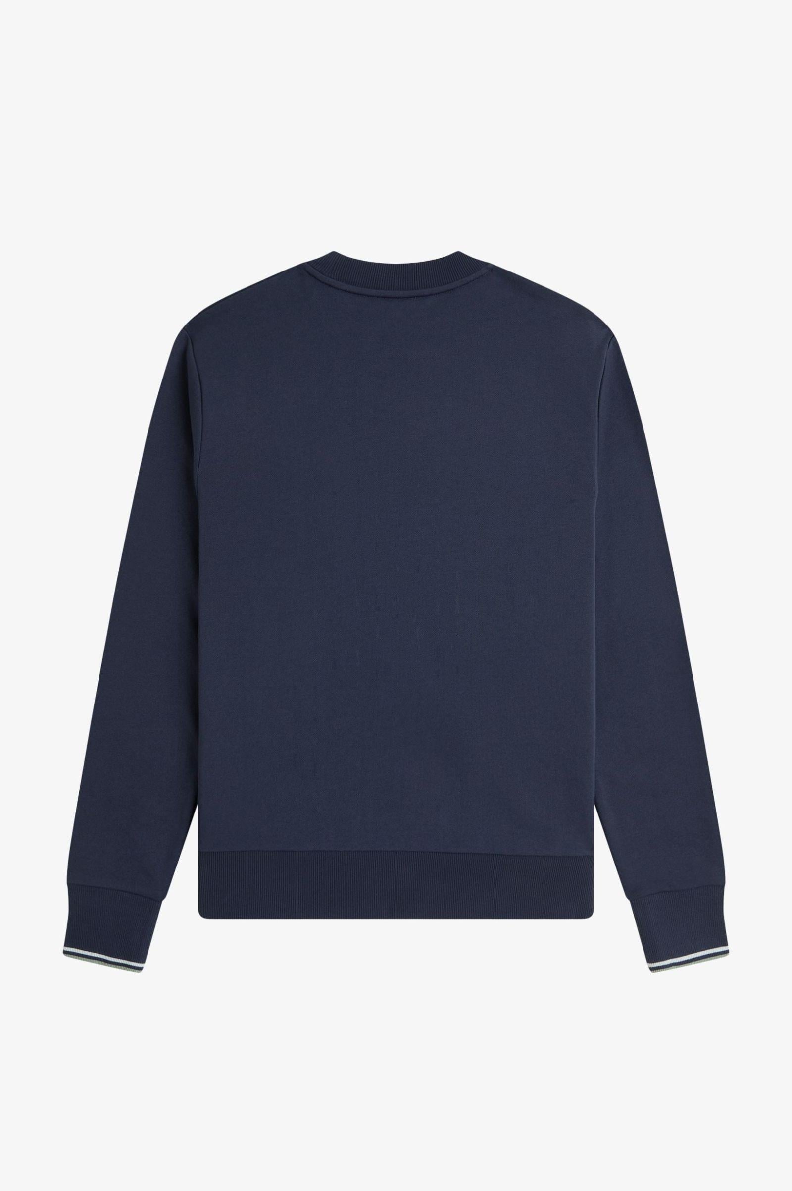 Fred Perry Fred Perry Erkek Normal Kalıp Yuvarlak Yakalı Logo İşlemeli Pamuk Karışımlı Uzun Kollu Mavi Sweatshirt M7535-Z47