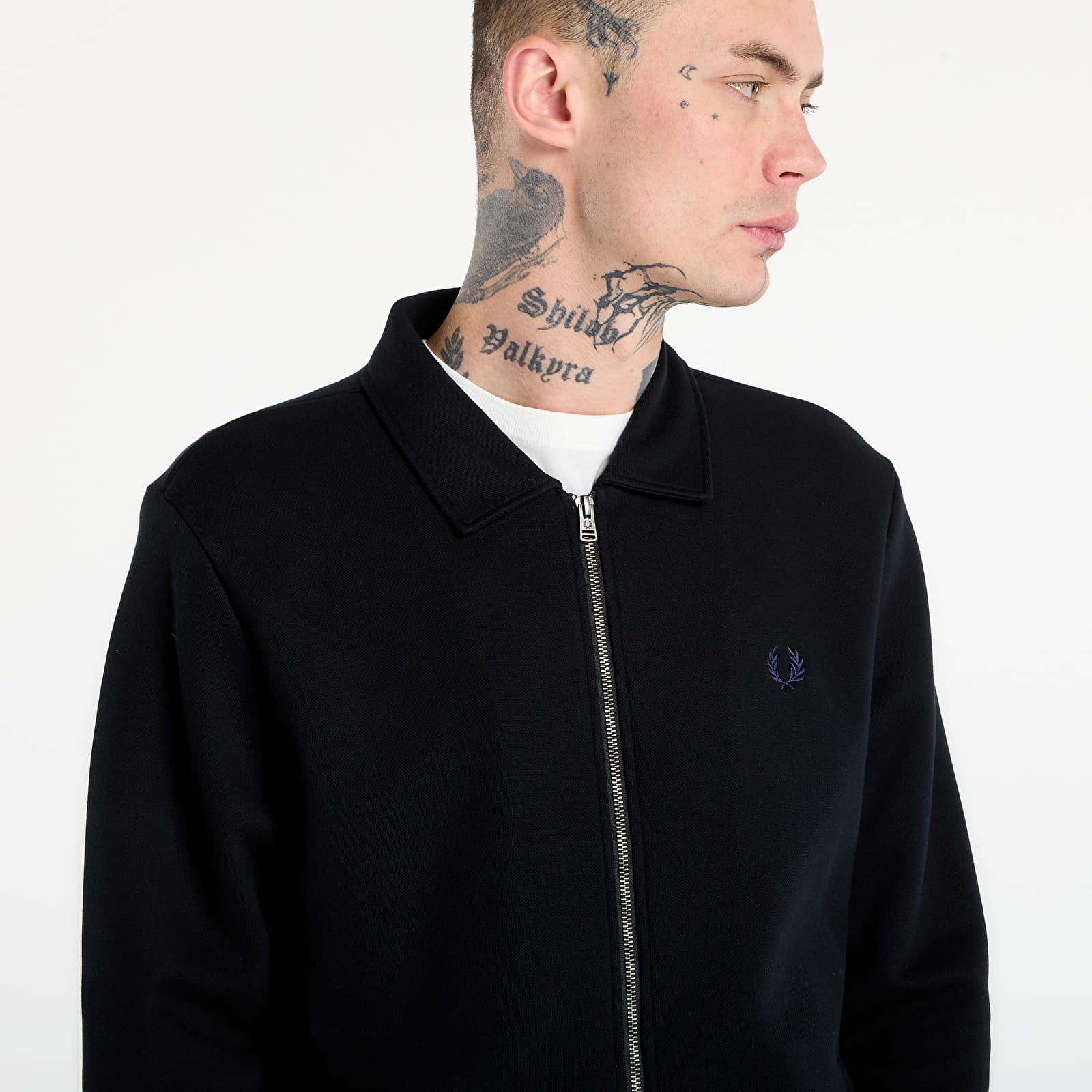 Fred Perry Fred Perry Erkek Normal Kalıp Çift Yönlü Fermuarlı Logo İşlemeli Uzun Kollu Siyah Sweatshirt J1328-102