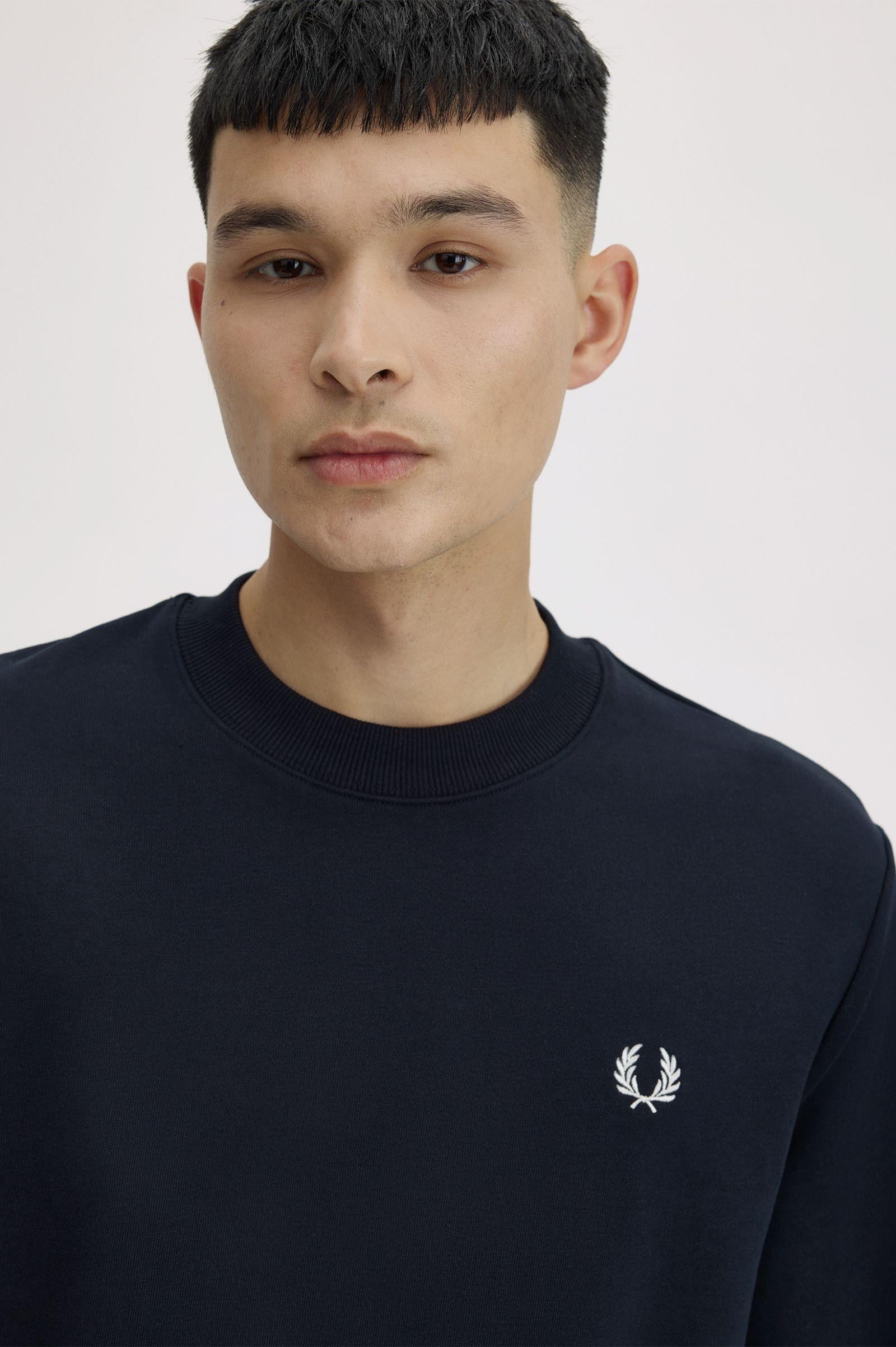 Fred Perry Fred Perry Erkek Normal Kalıp Yuvarlak Yakalı Logo İşlemeli Pamuk Karışımlı Uzun Kollu 248 Sweatshirt M7535-248