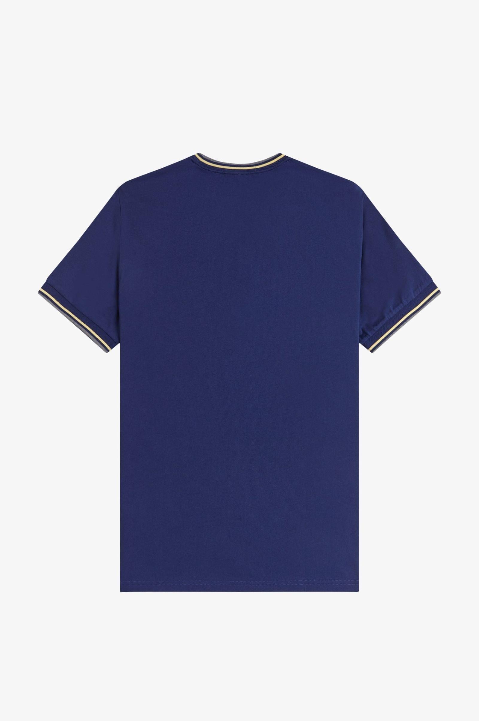 Fred Perry Fred Perry Erkek Normal Kalıp Yuvarlak Yakalı Pamuklu Kısa Kollu Mavi T-Shirt M1588V-48A