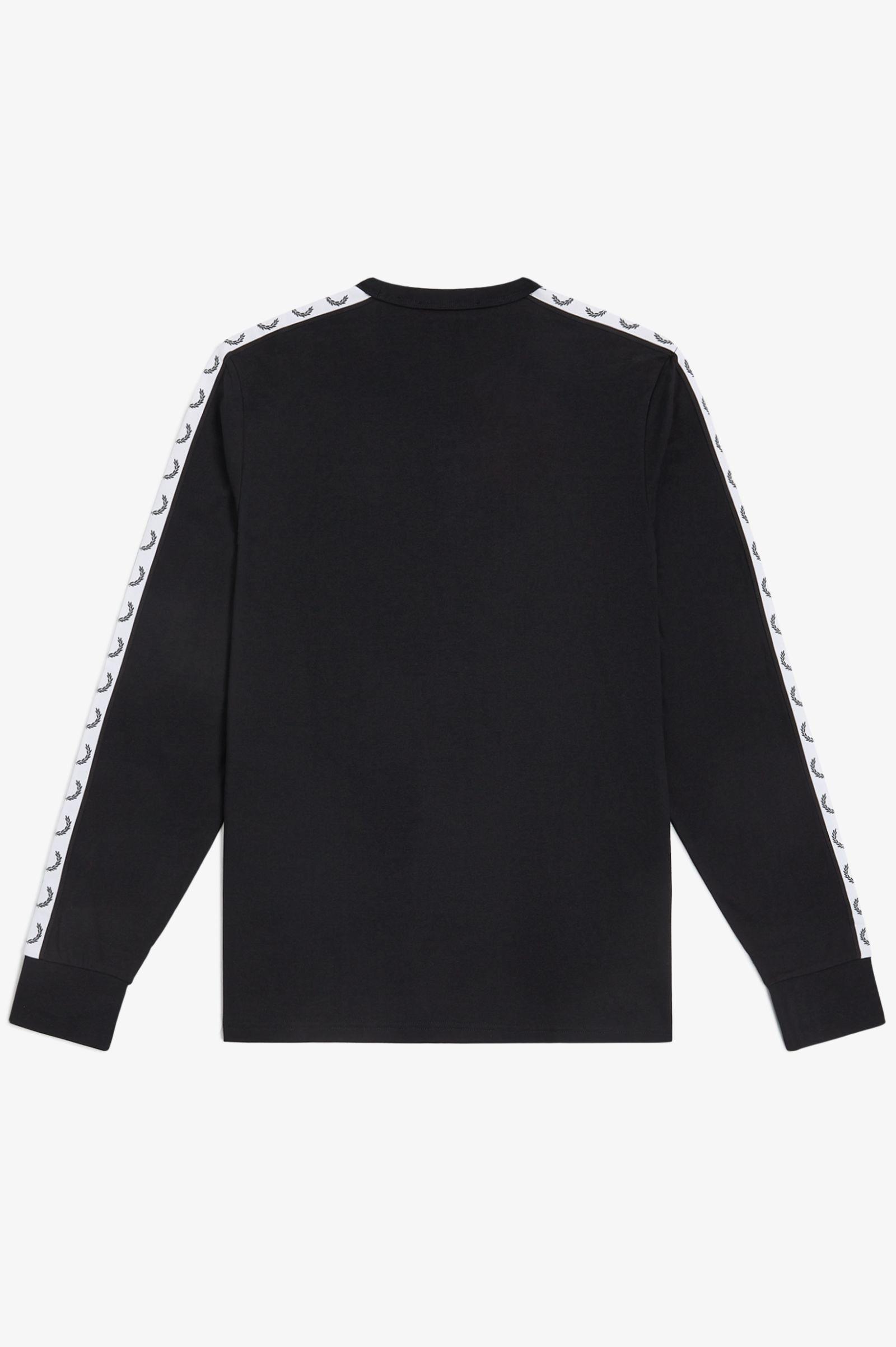 Fred Perry Fred Perry Erkek Normal Kalıp Yuvarlak Yakalı Kolu Şerit Çizgili %100 Pamuklu Siyah T-Shirt M4621-102
