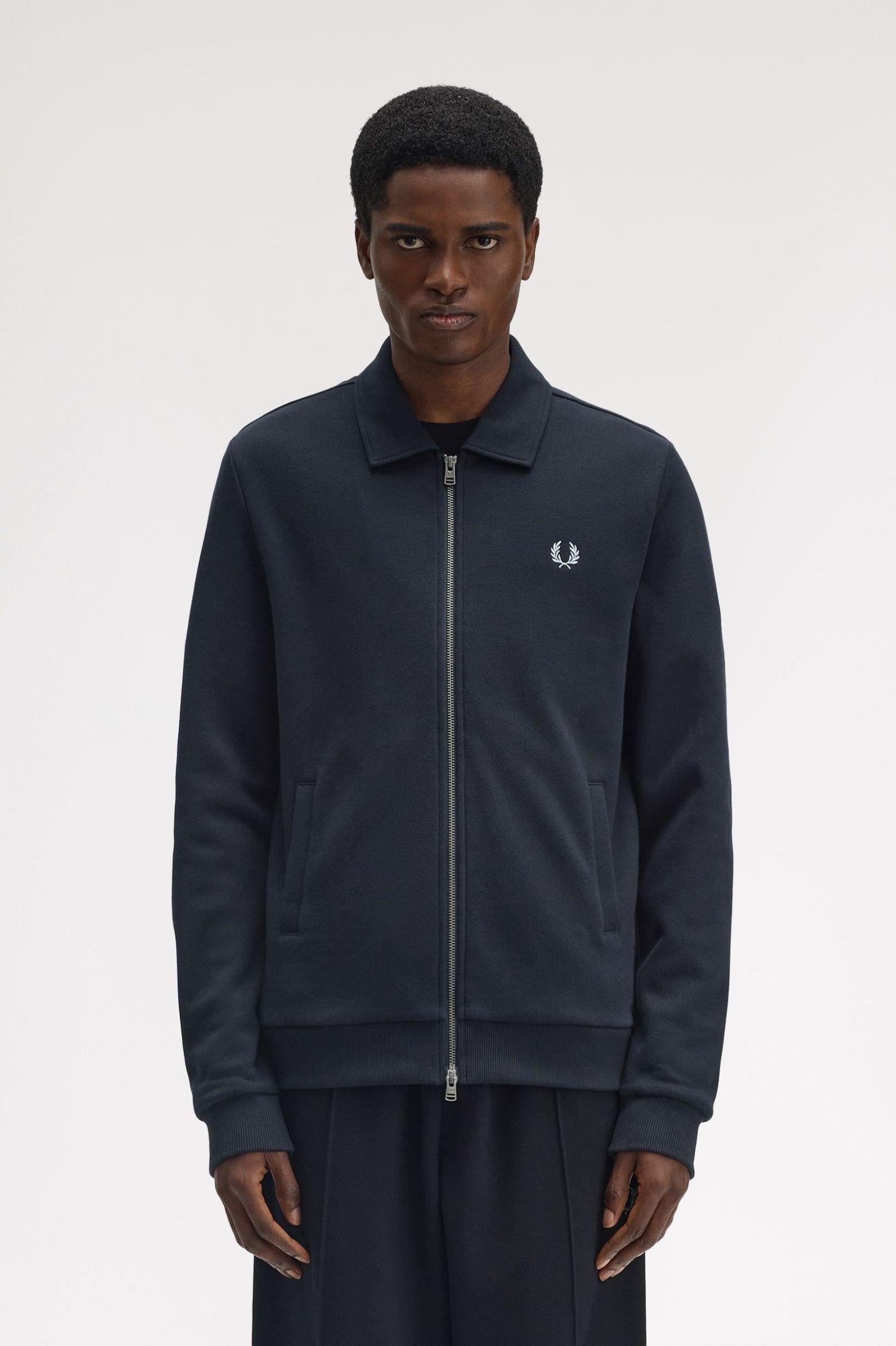Fred Perry Fred Perry Erkek Normal Kalıp Çift Yönlü Fermuarlı Logo İşlemeli Uzun Kollu Lacivert Sweatshirt J1328-608