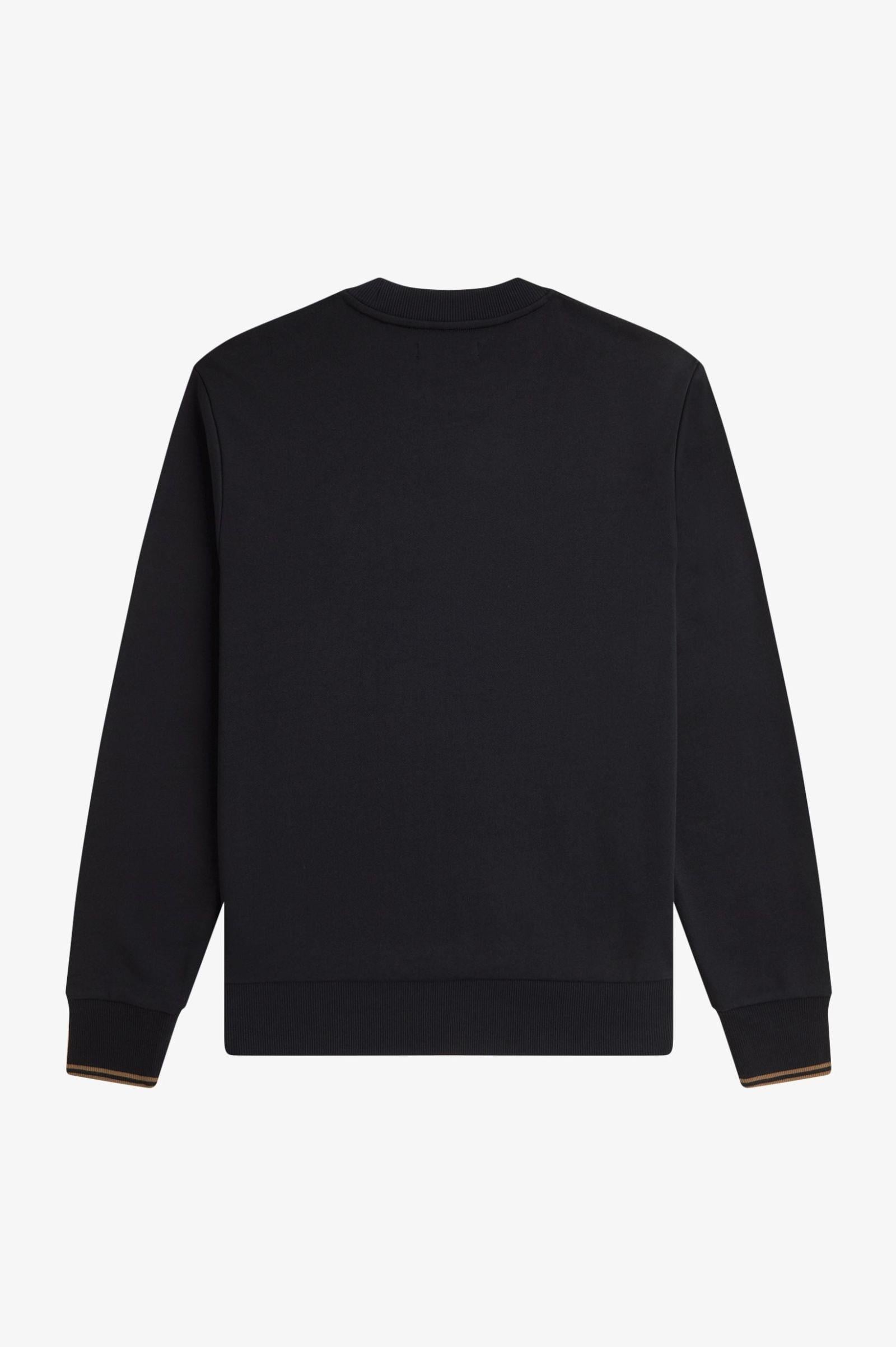 Fred Perry Fred Perry Erkek Normal Kalıp Yuvarlak Yakalı Logo İşlemeli Pamuk Karışımlı Uzun Kollu Siyah Sweatshirt M7535-S77