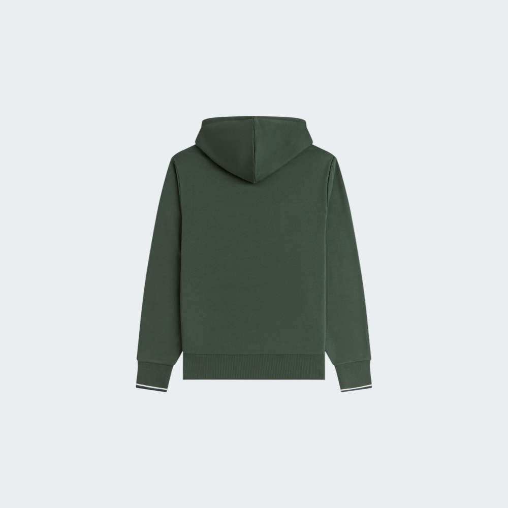 Fred Perry Fred Perry Erkek Normal Kalıp Logo İşlemeli Kapüşonlu %100 Pamuklu Uzun Kollu Yeşil Sweatshirt M2643-53A