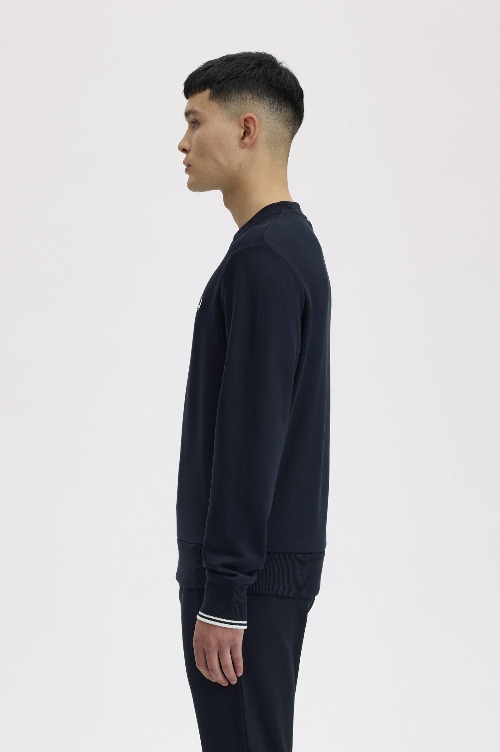 Fred Perry Fred Perry Erkek Normal Kalıp Yuvarlak Yakalı Logo İşlemeli Pamuk Karışımlı Uzun Kollu 248 Sweatshirt M7535-248