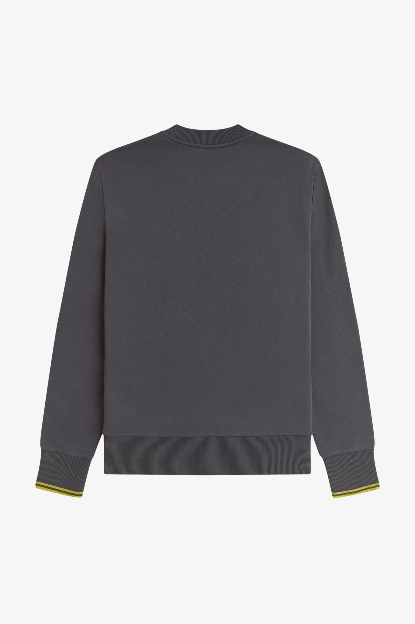 Fred Perry Fred Perry Erkek Normal Kalıp Yuvarlak Yakalı Logo İşlemeli Pamuk Karışımlı Uzun Kollu Gri Kazak M7535-58A